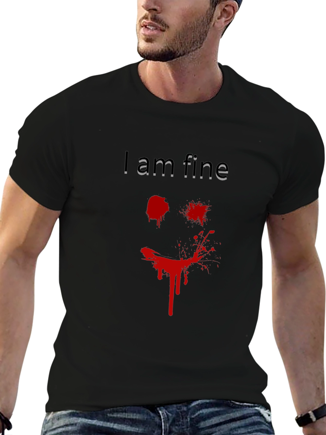I Am Fine Graphic Tee - Mens Black T-Shirt