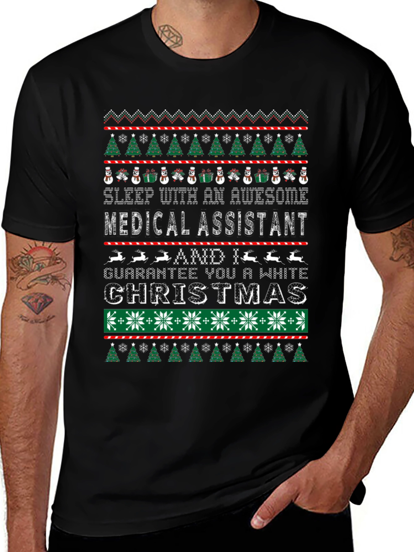 Awesome Medical Assistant White Christmas Graphic Tee