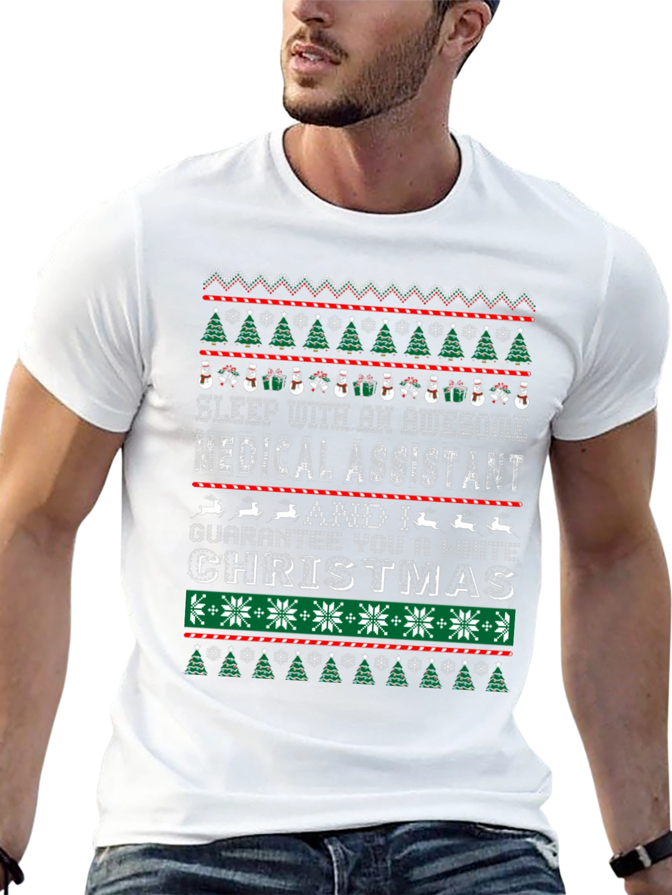 Awesome Medical Assistant White Christmas Graphic Tee