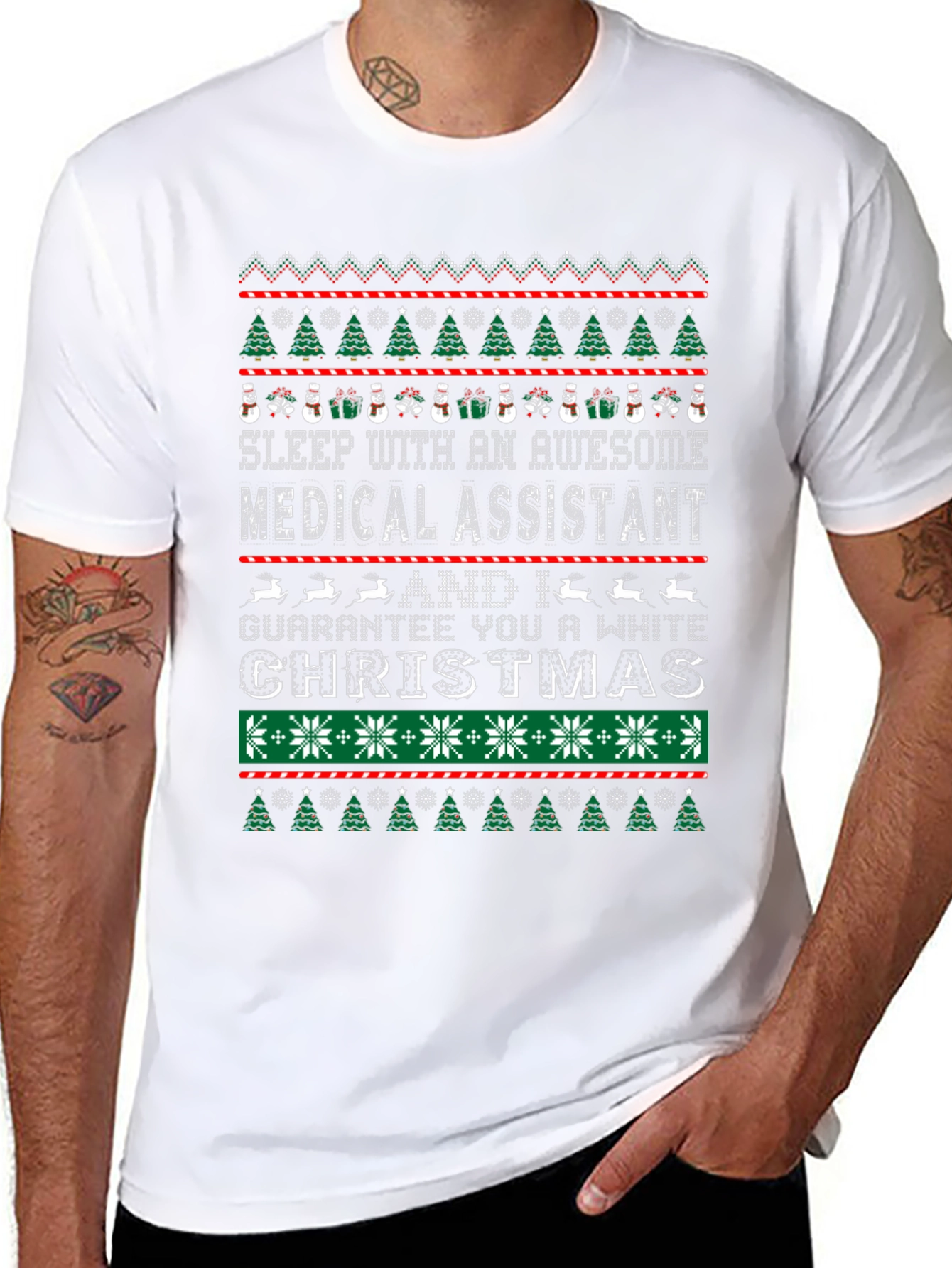 Awesome Medical Assistant White Christmas Graphic Tee
