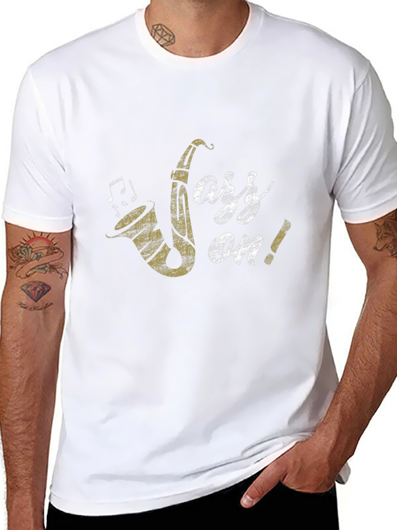Jazz On! Graphic Print Black Cotton T-Shirt