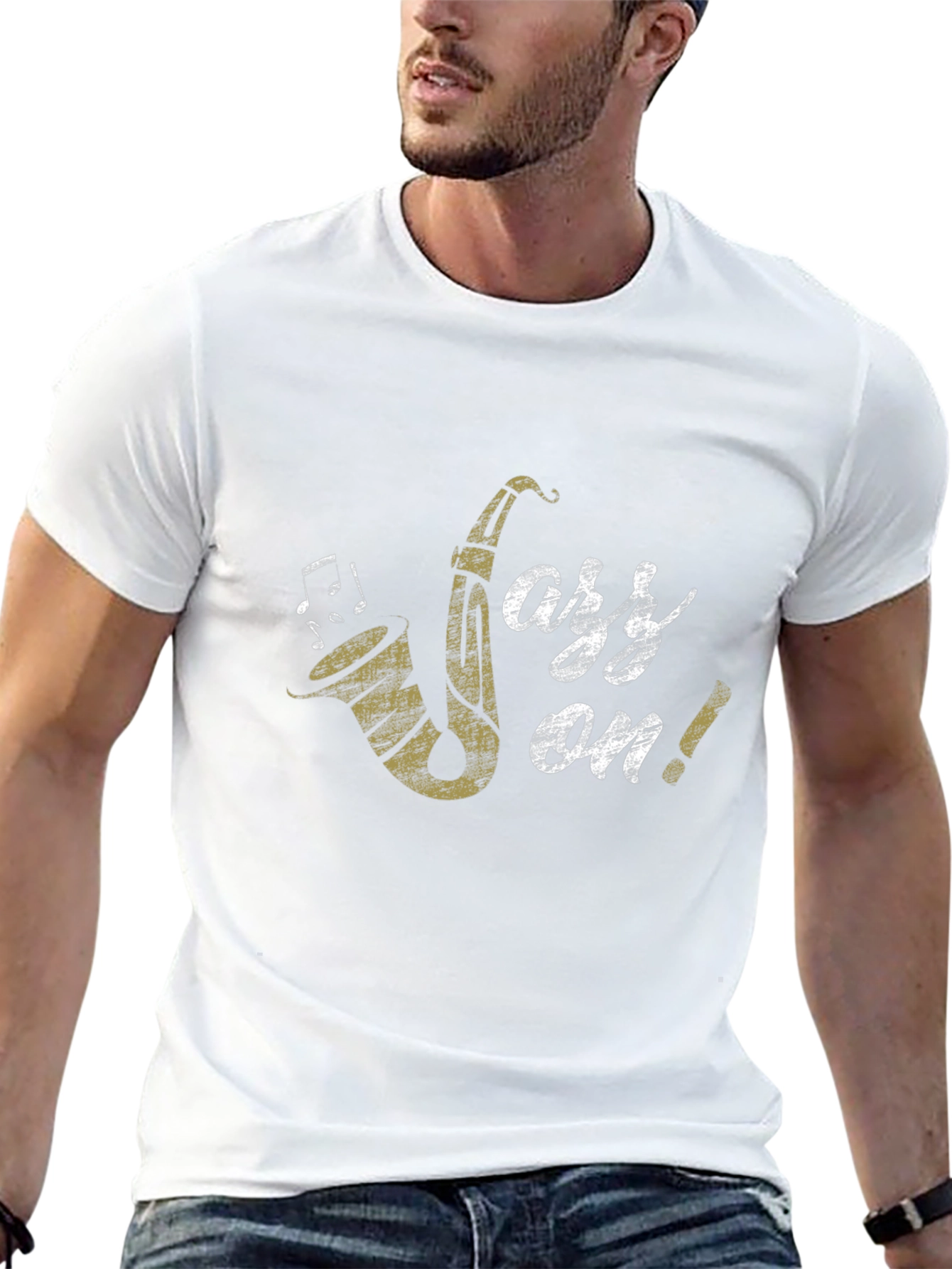 Jazz On! Graphic Print Black Cotton T-Shirt