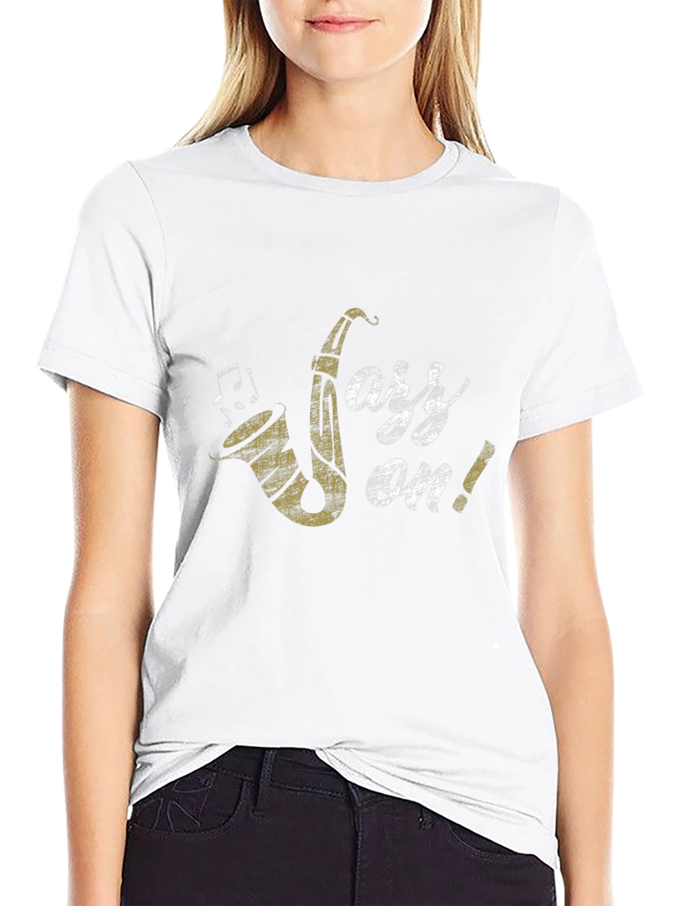 Jazz On! Graphic Print Black Cotton T-Shirt
