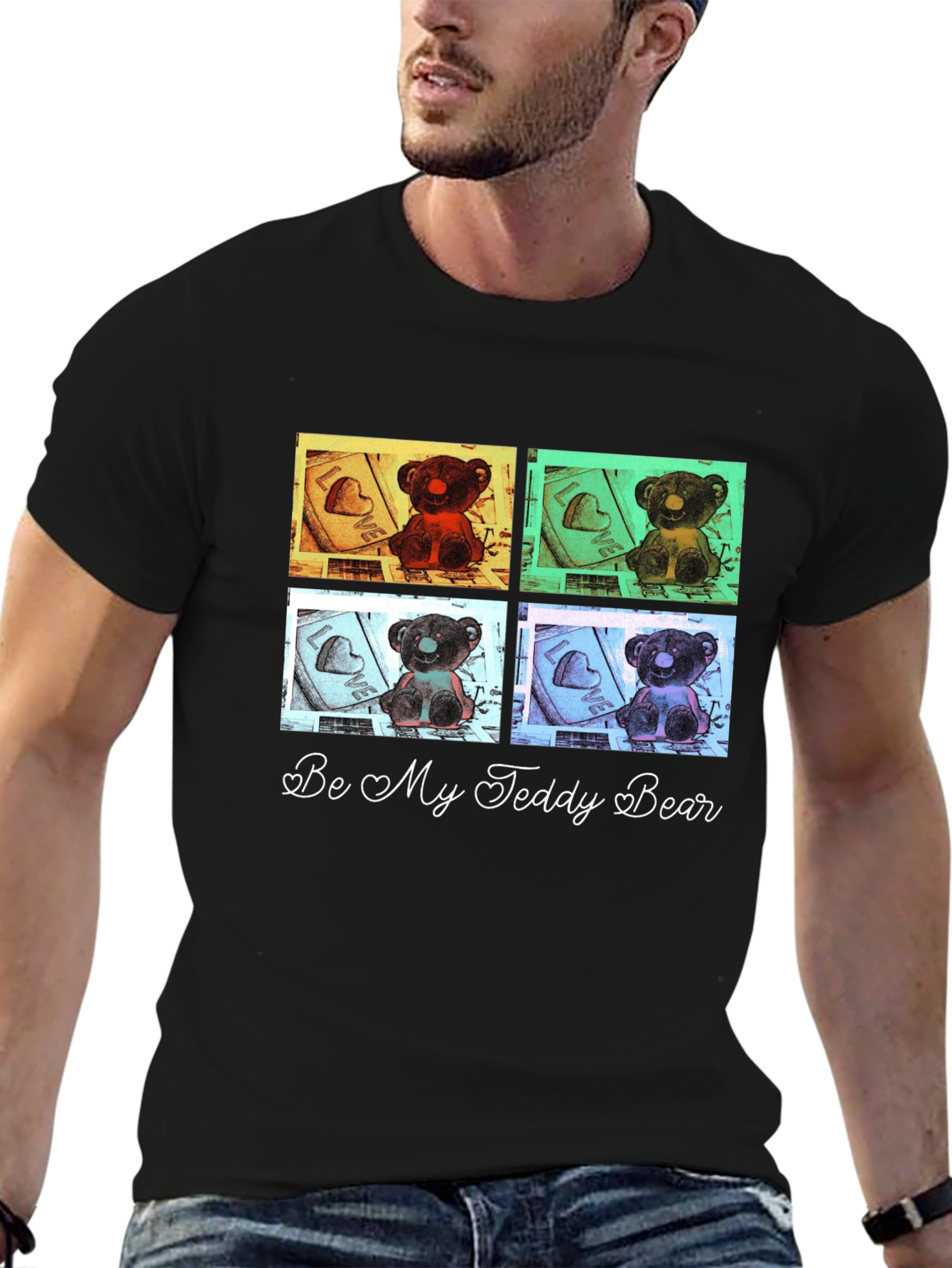 Be My Teddy Bear Graphic Tee - Black