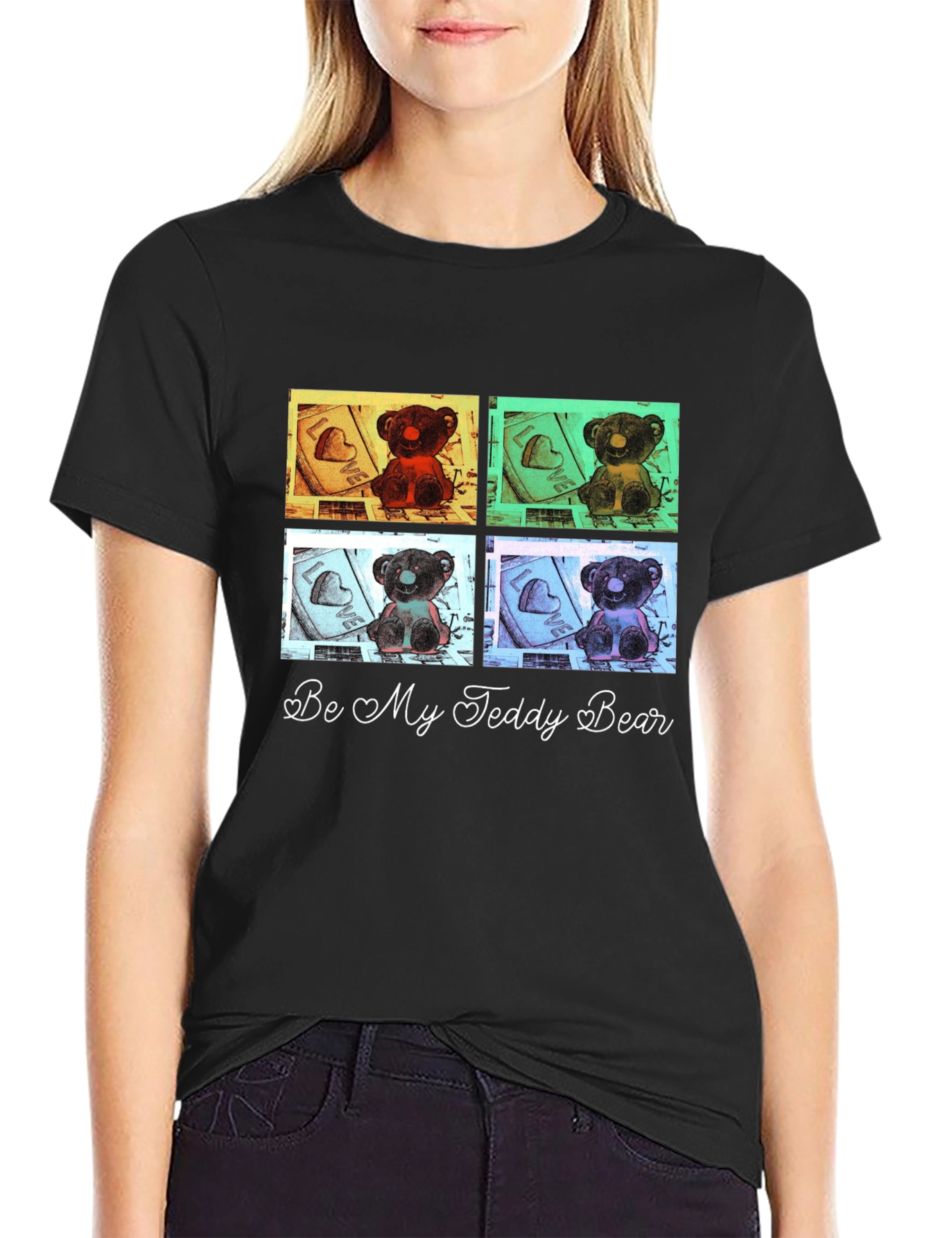 Be My Teddy Bear Graphic Tee - Black