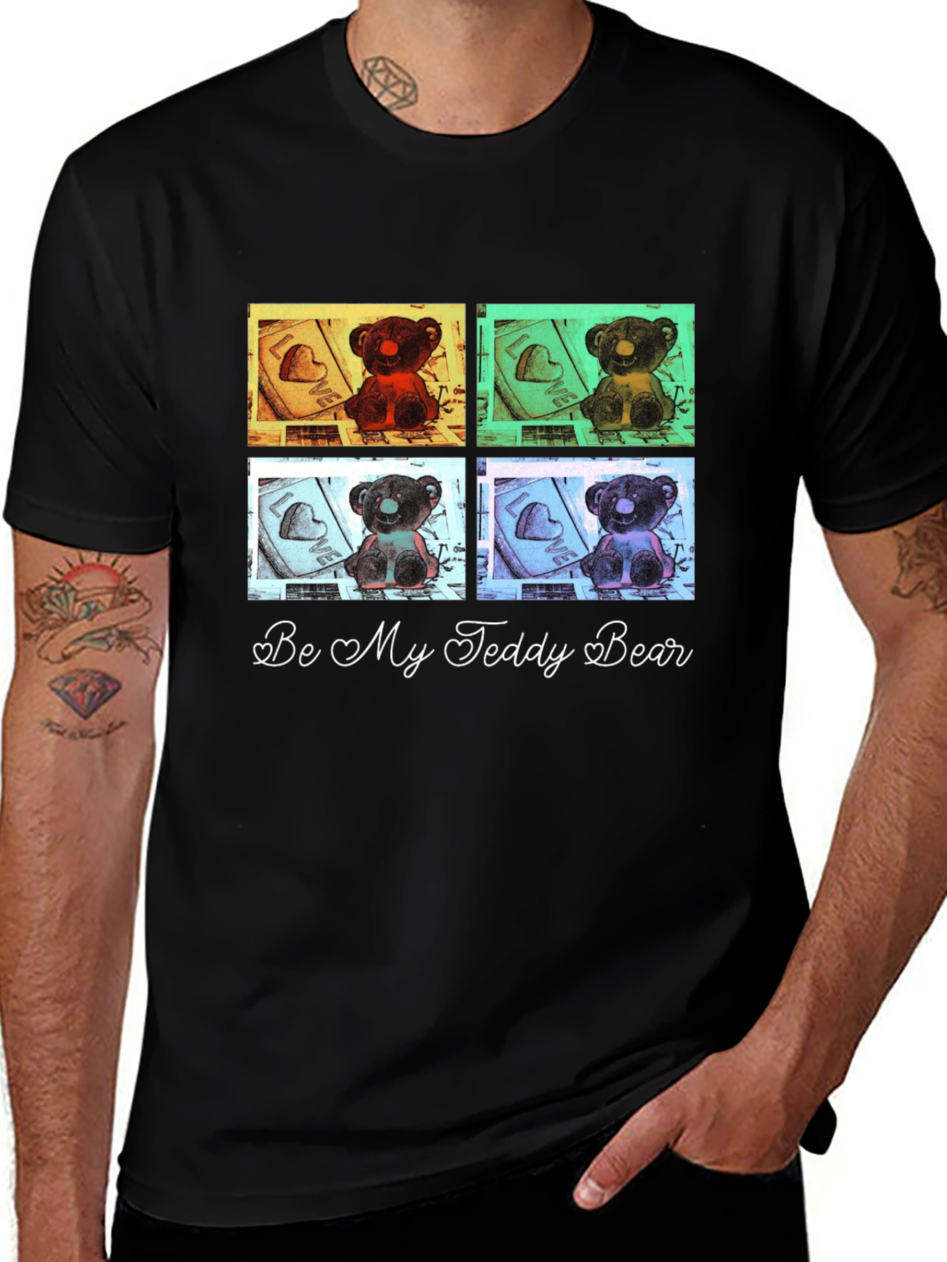 Be My Teddy Bear Graphic Tee - Black