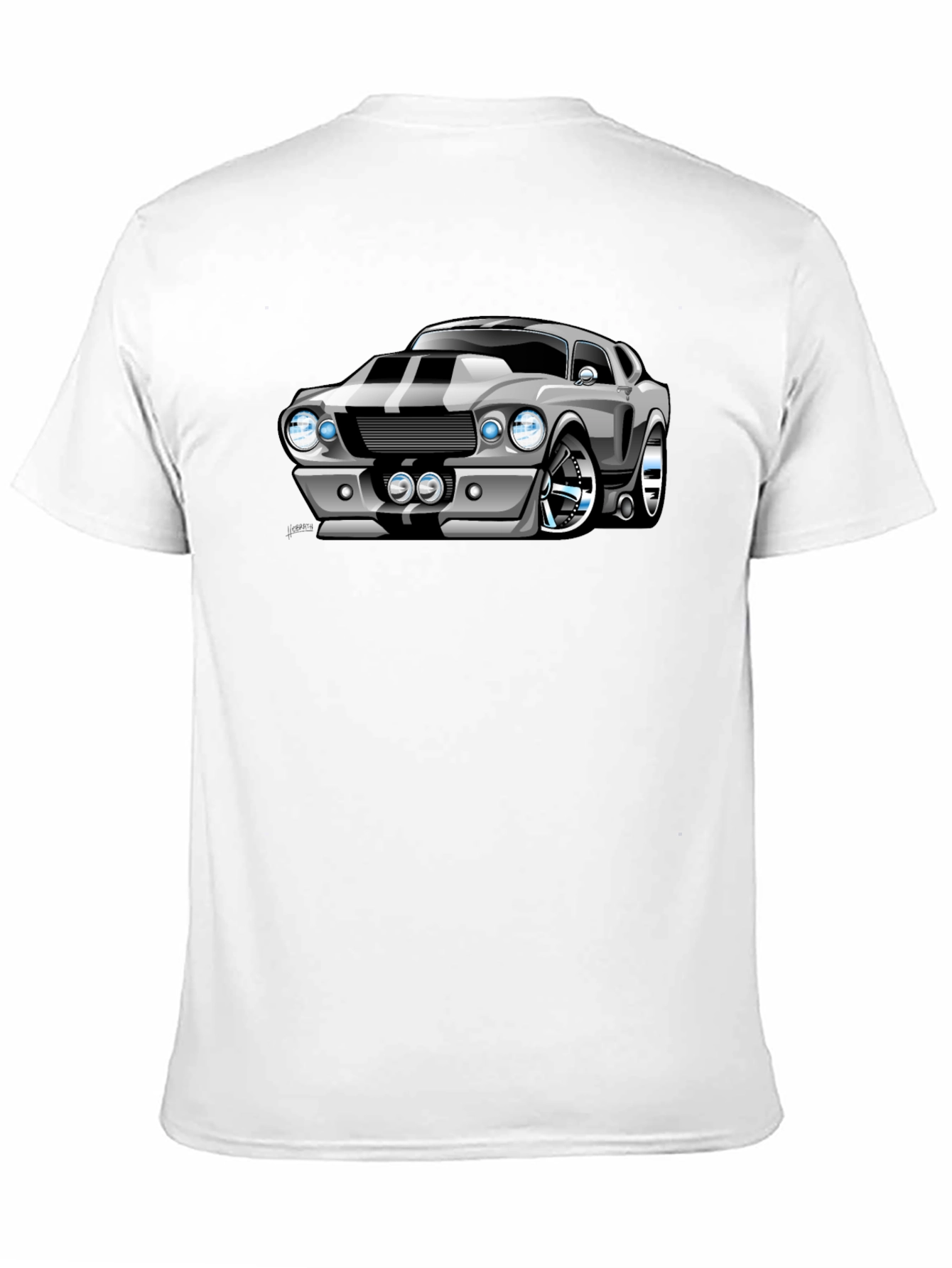 Cartoon Muscle Car Graphic Tee - Black T-Shirt