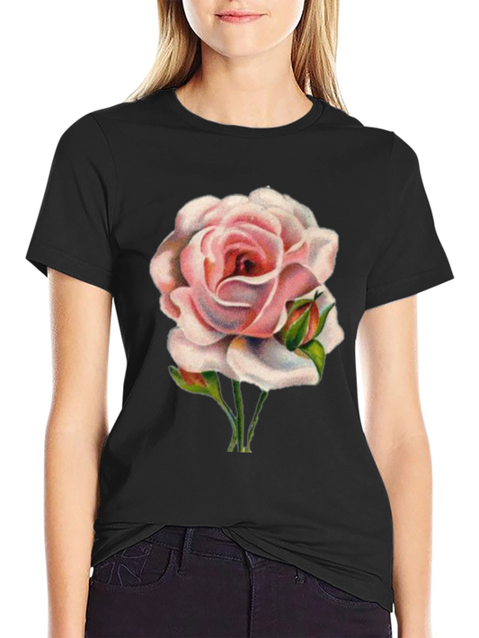 Pink Rose Graphic T-Shirt - Soft Cotton Tee
