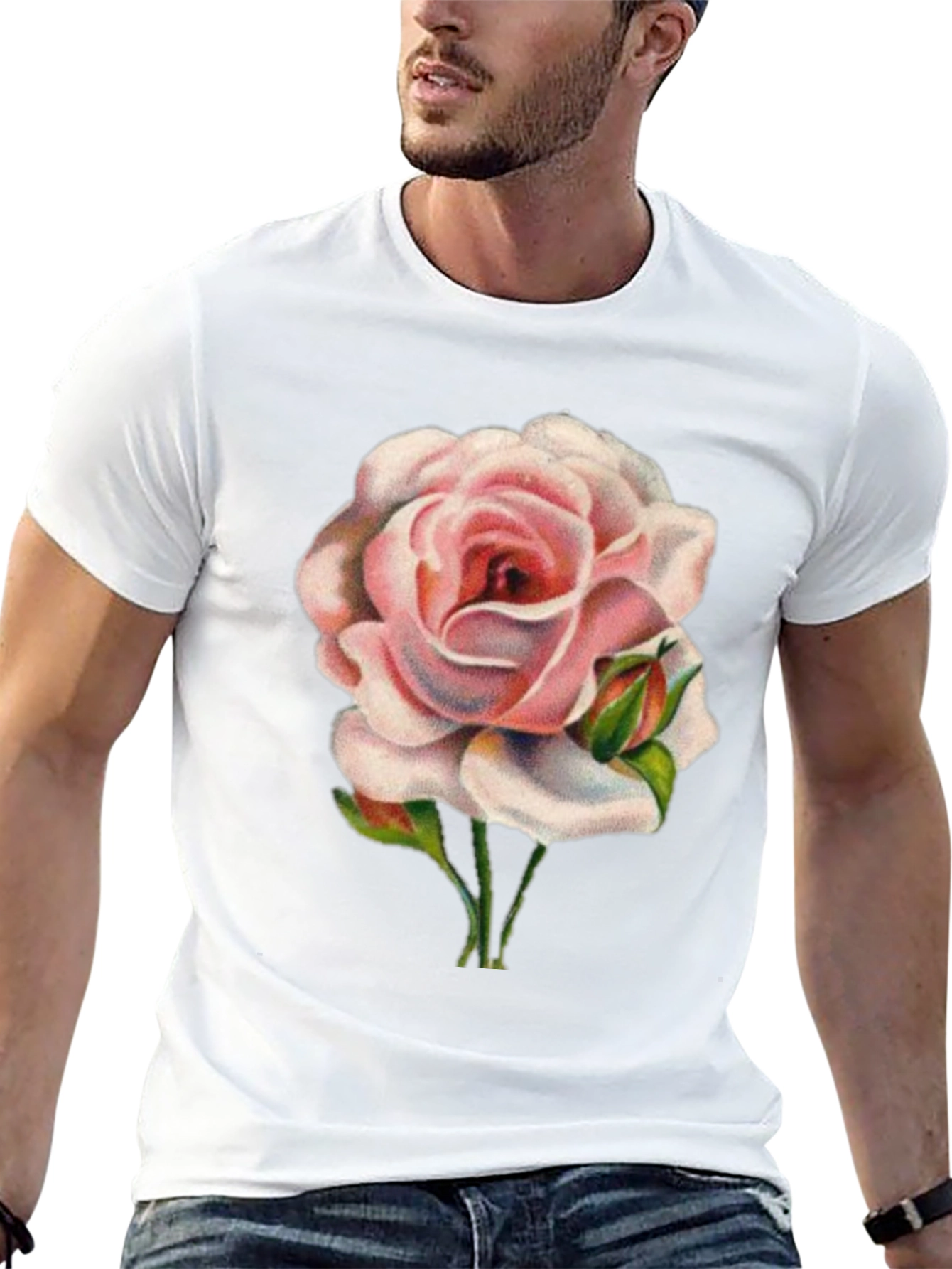 Pink Rose Graphic T-Shirt - Soft Cotton Tee