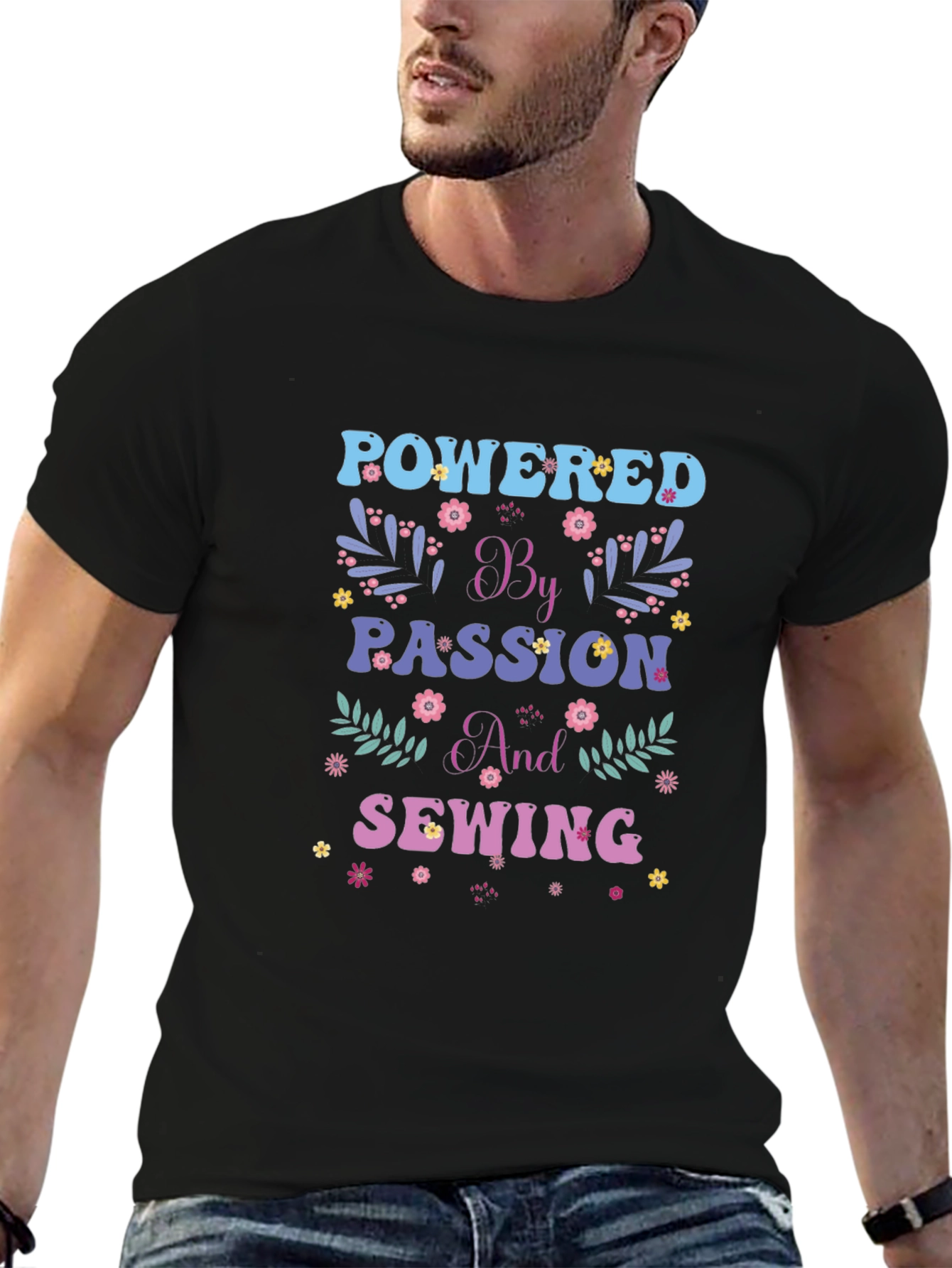 Powered by Passion and Sewing Graphic T-Shirt