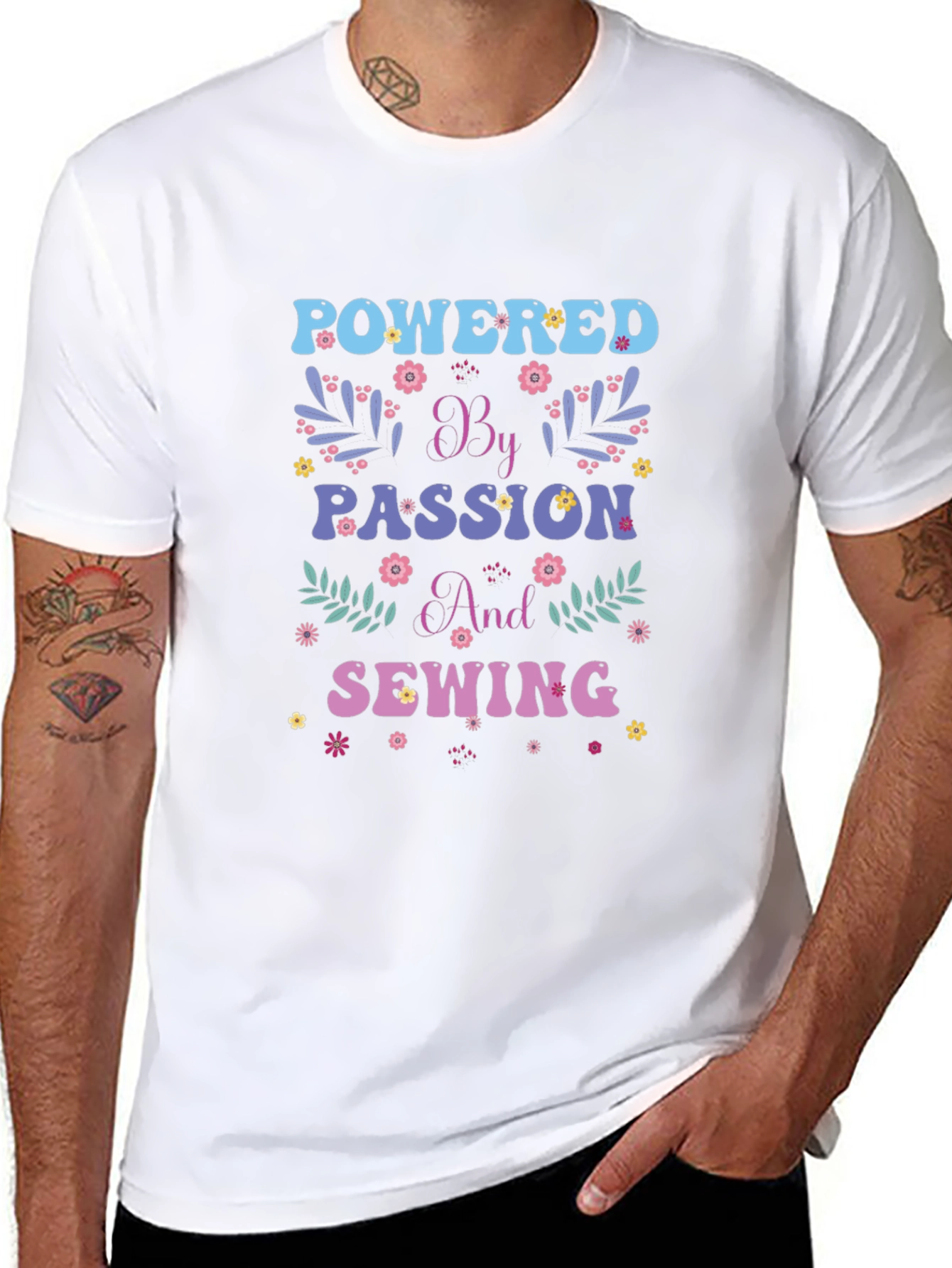 Powered by Passion and Sewing Graphic T-Shirt