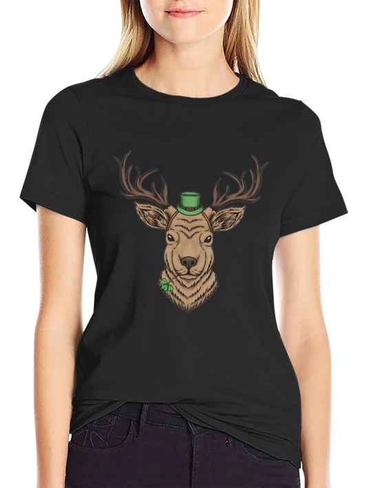 St. Patricks Day Deer Graphic Tee - Black
