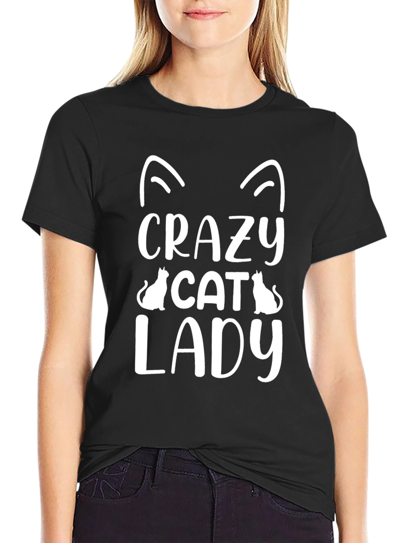Crazy Cat Lady Graphic Tee - Black
