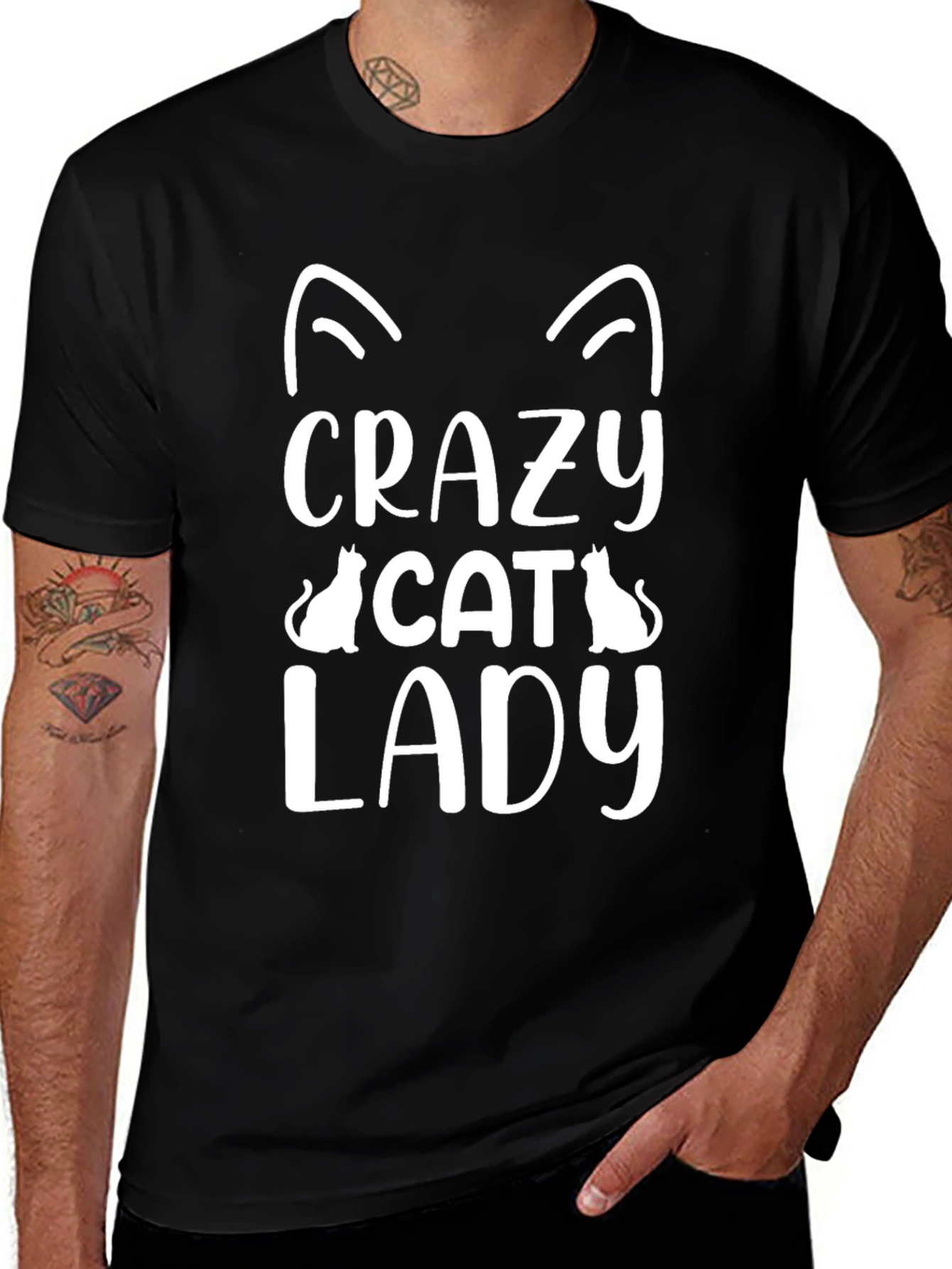 Crazy Cat Lady Graphic Tee - Black