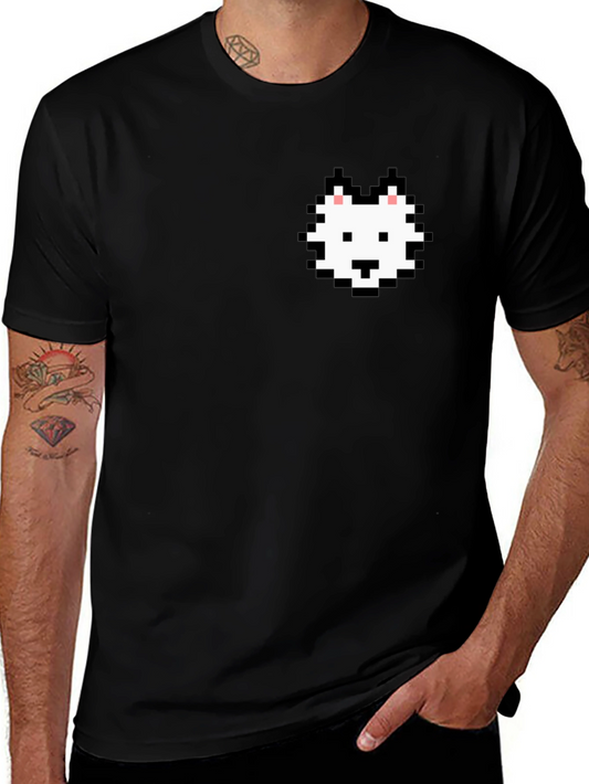 Pixel Cat Graphic Black T-Shirt
