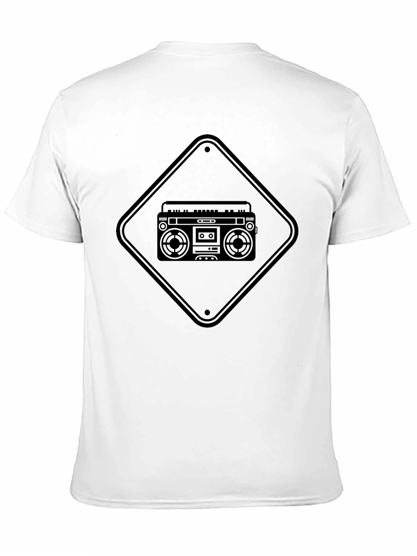 Retro Boombox Graphic Tee - Black Cotton T-Shirt