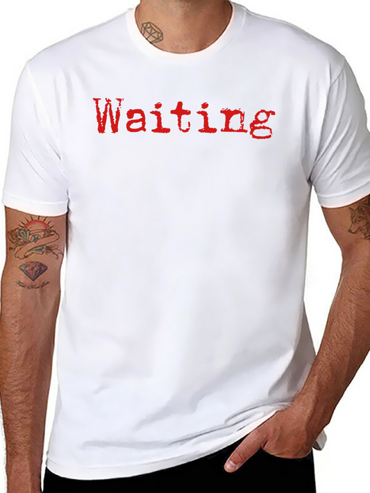 Waiting T-Shirt - Red Grunge Text on Black
