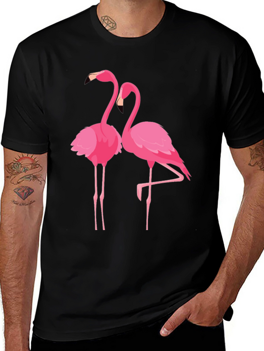 Flamingo Graphic Tee - Black Cotton Blend T-Shirt