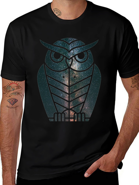 Galaxy Owl Graphic T-Shirt - Black