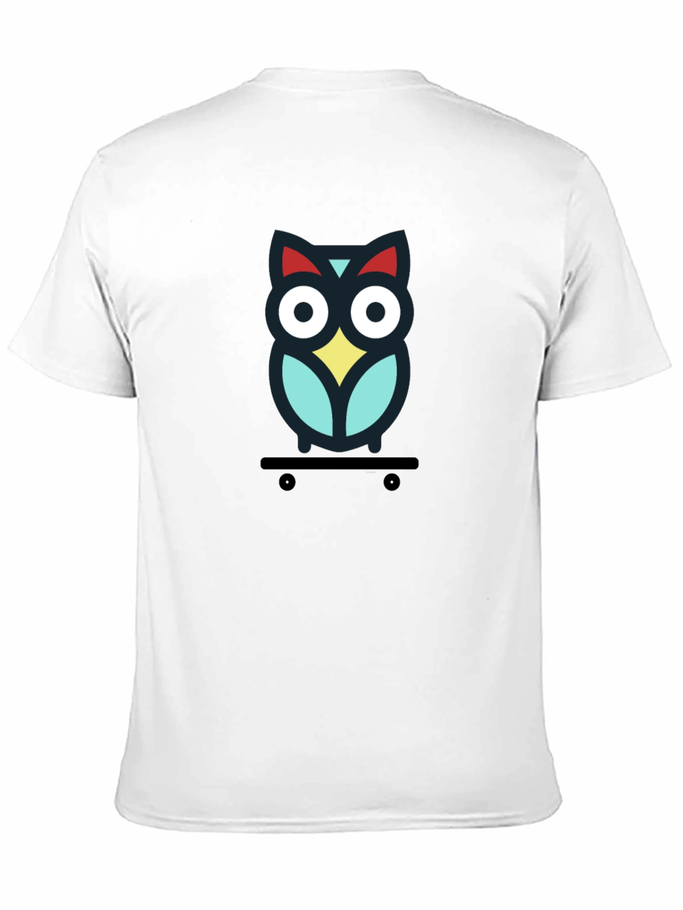 Skateboarding Owl Graphic Tee - Black Cotton T-Shirt