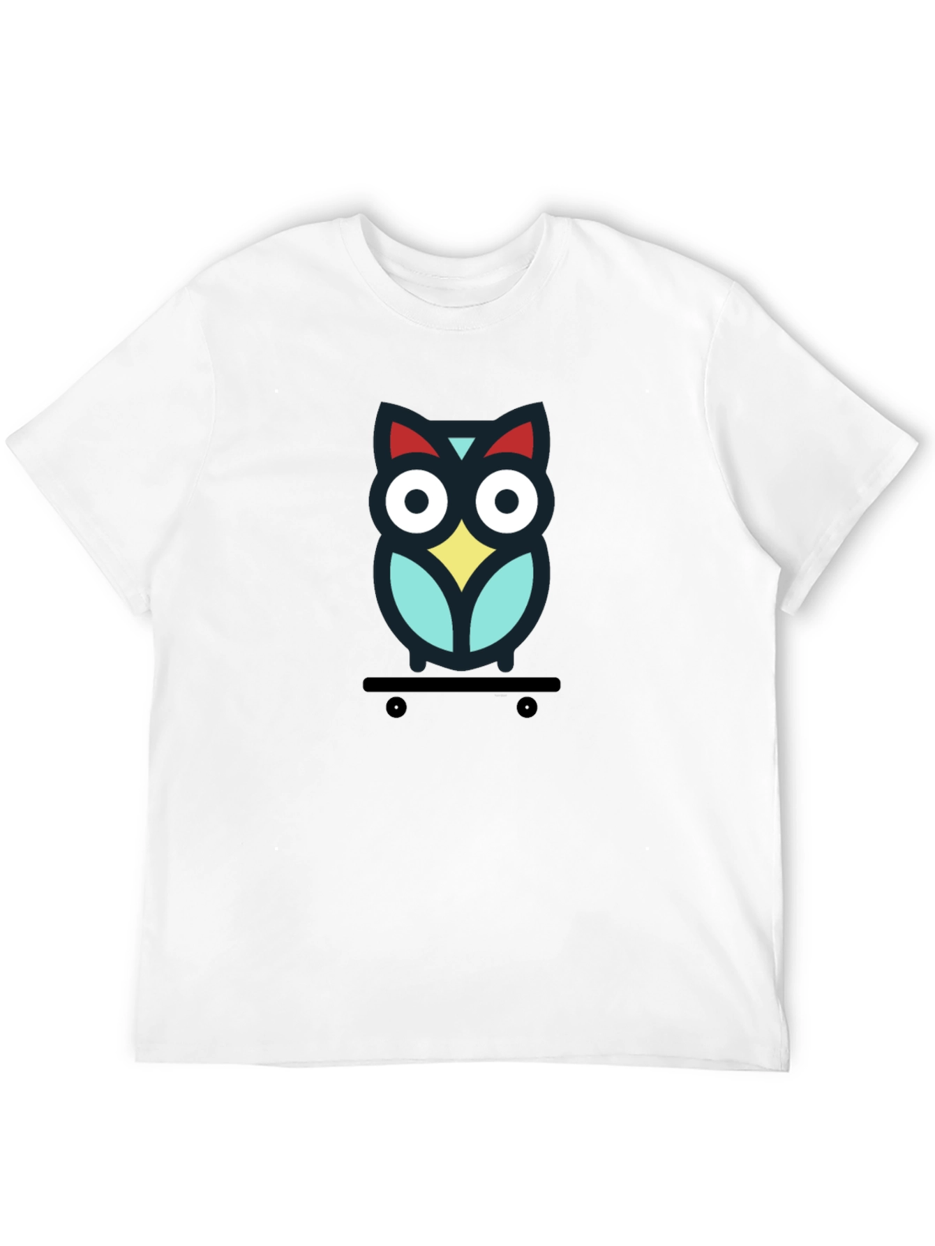 Skateboarding Owl Graphic Tee - Black Cotton T-Shirt