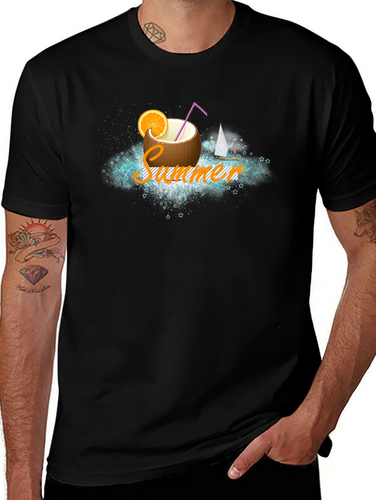 Summer Coconut Drink Graphic T-Shirt