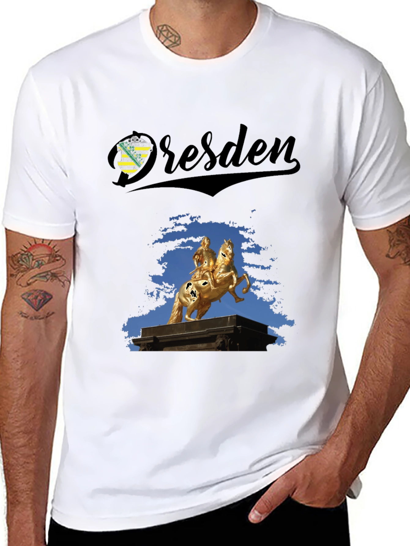 Dresden T-Shirt - Equestrian Statue Black Tee