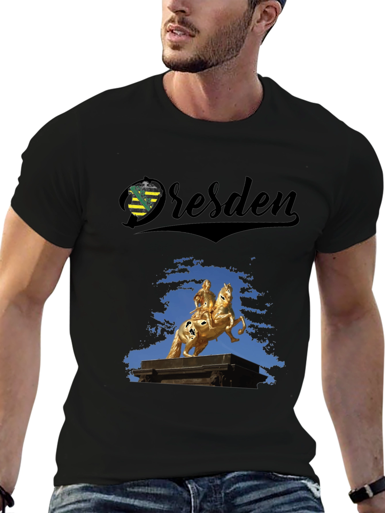Dresden T-Shirt - Equestrian Statue Black Tee