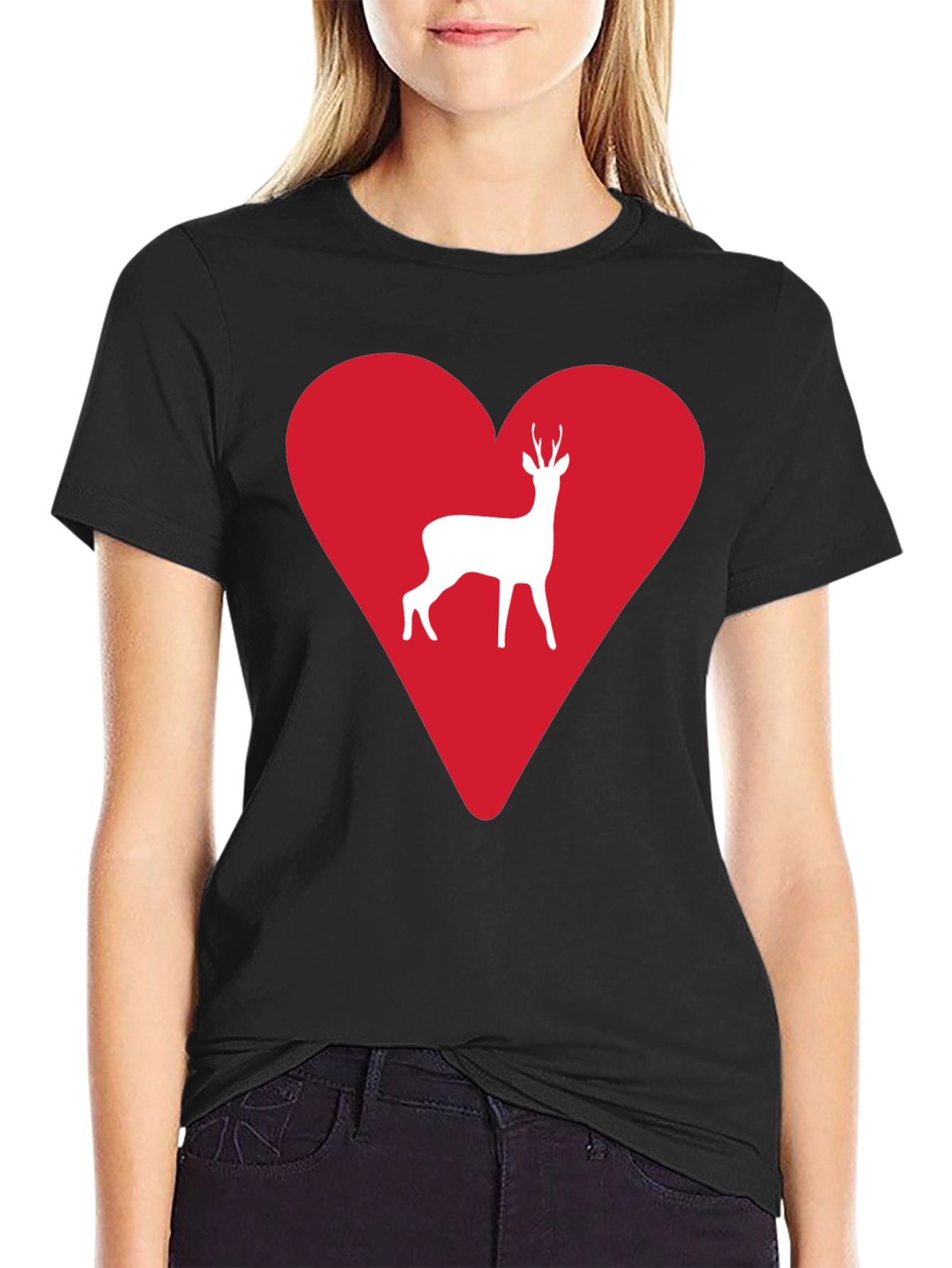 Deer Heart Graphic Tee - Mens Black T-Shirt
