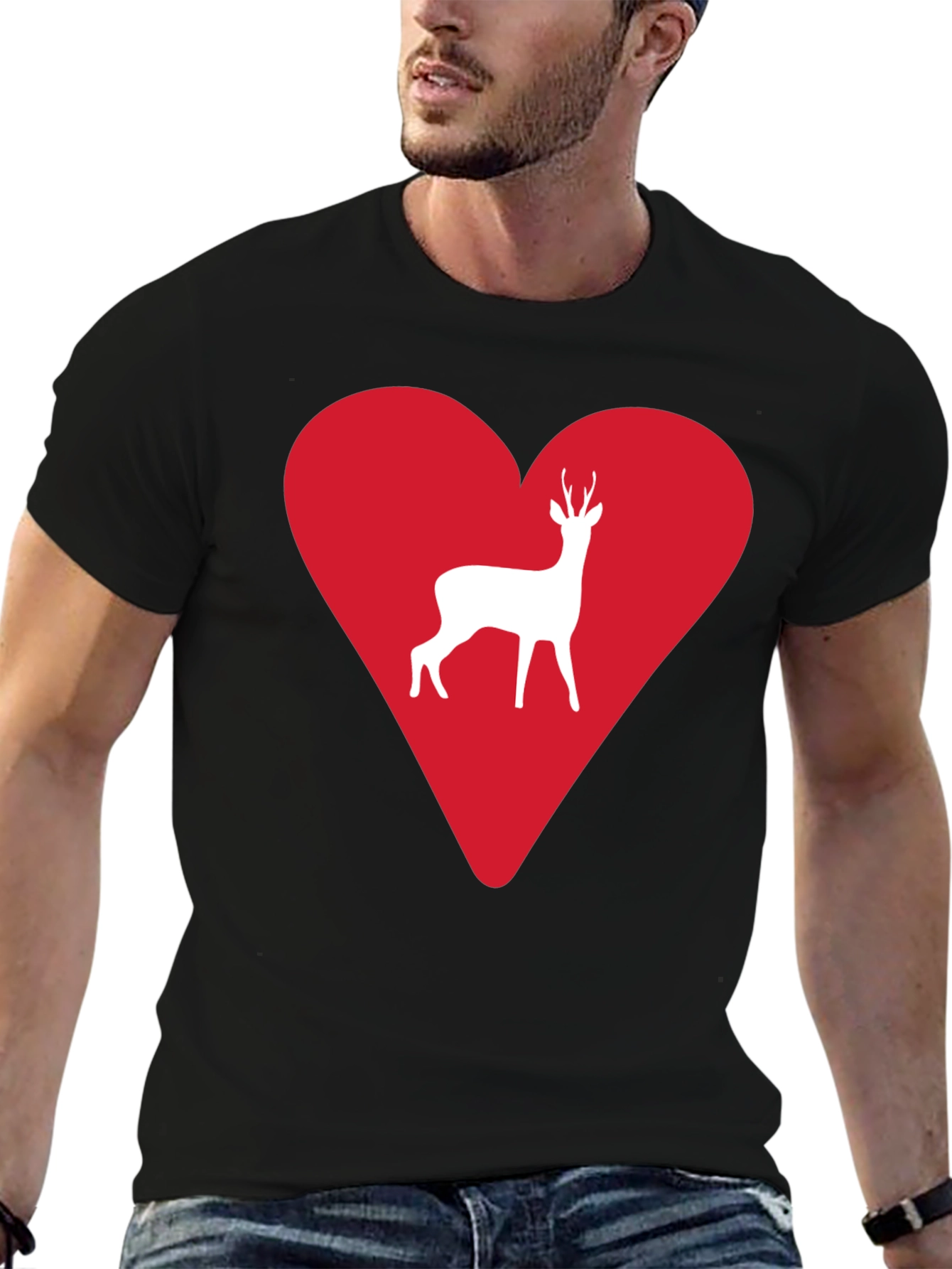 Deer Heart Graphic Tee - Mens Black T-Shirt