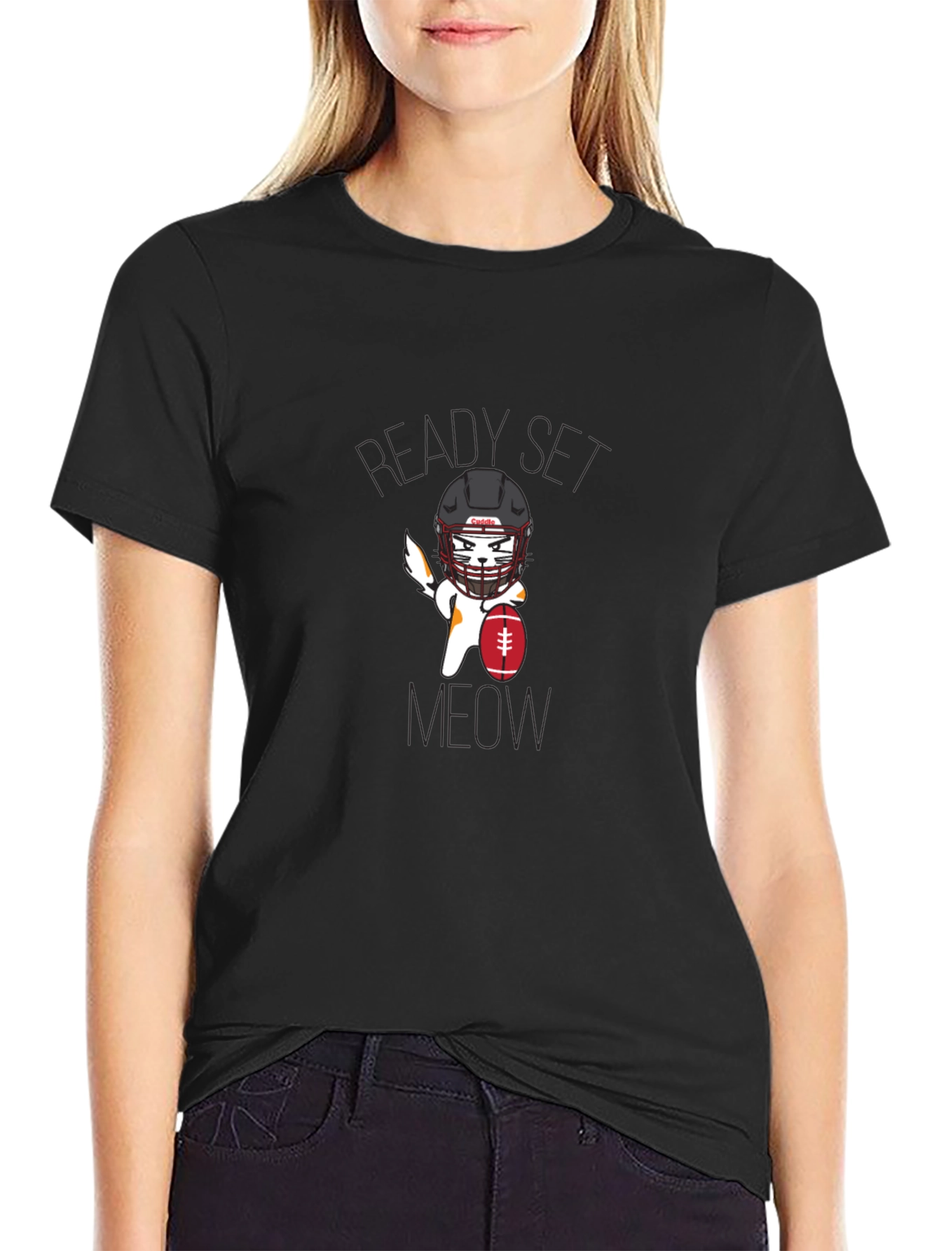 Ready Set Meow Football T-Shirt
