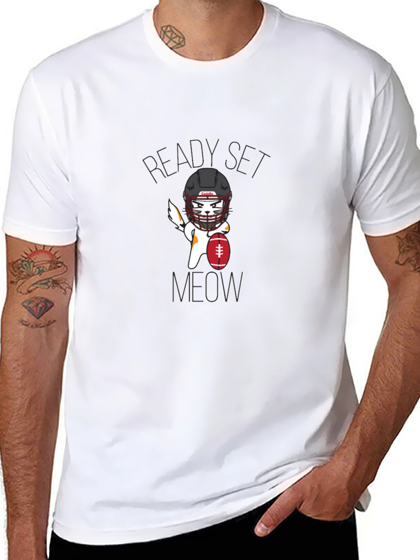 Ready Set Meow Football T-Shirt