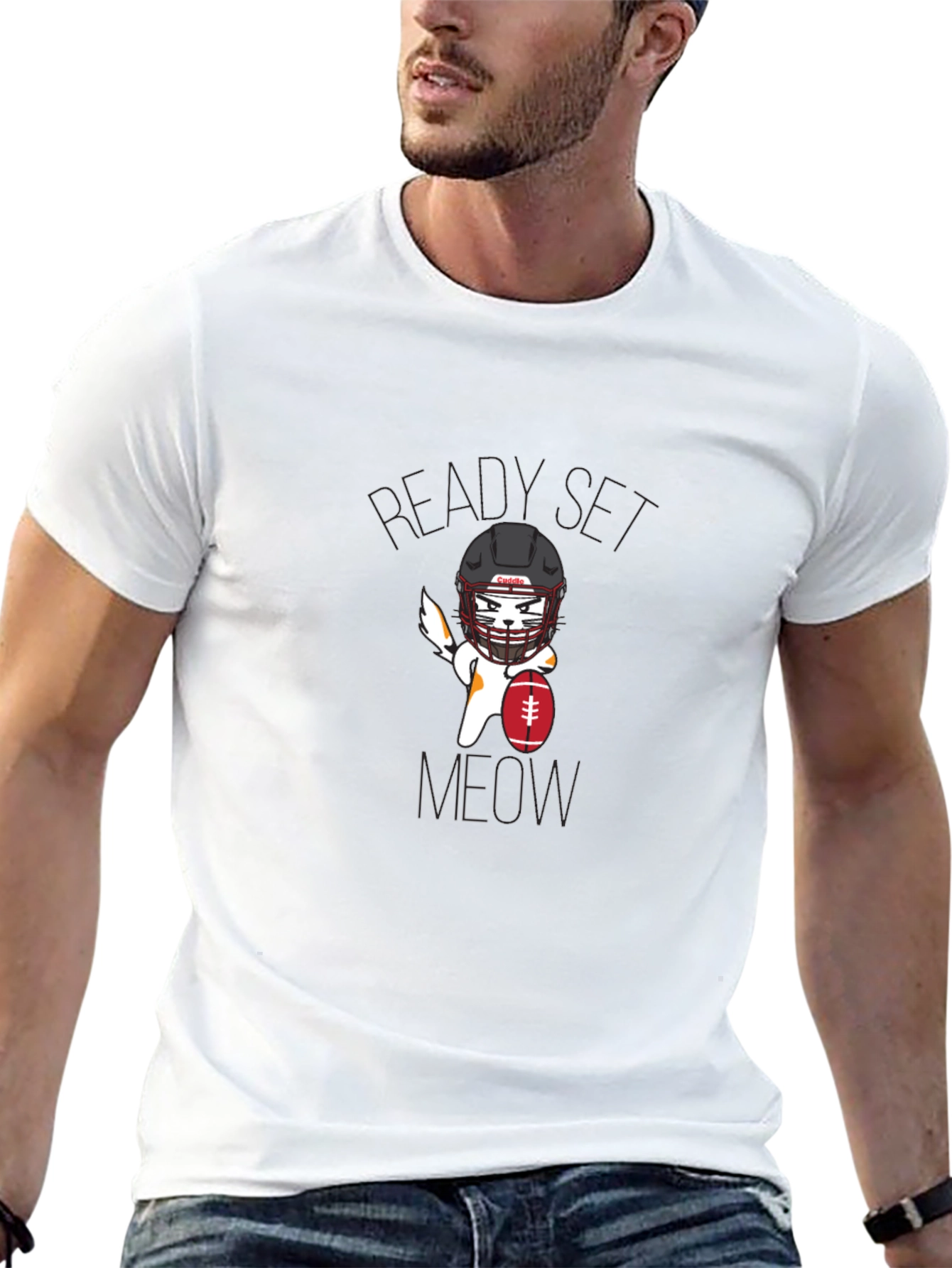 Ready Set Meow Football T-Shirt
