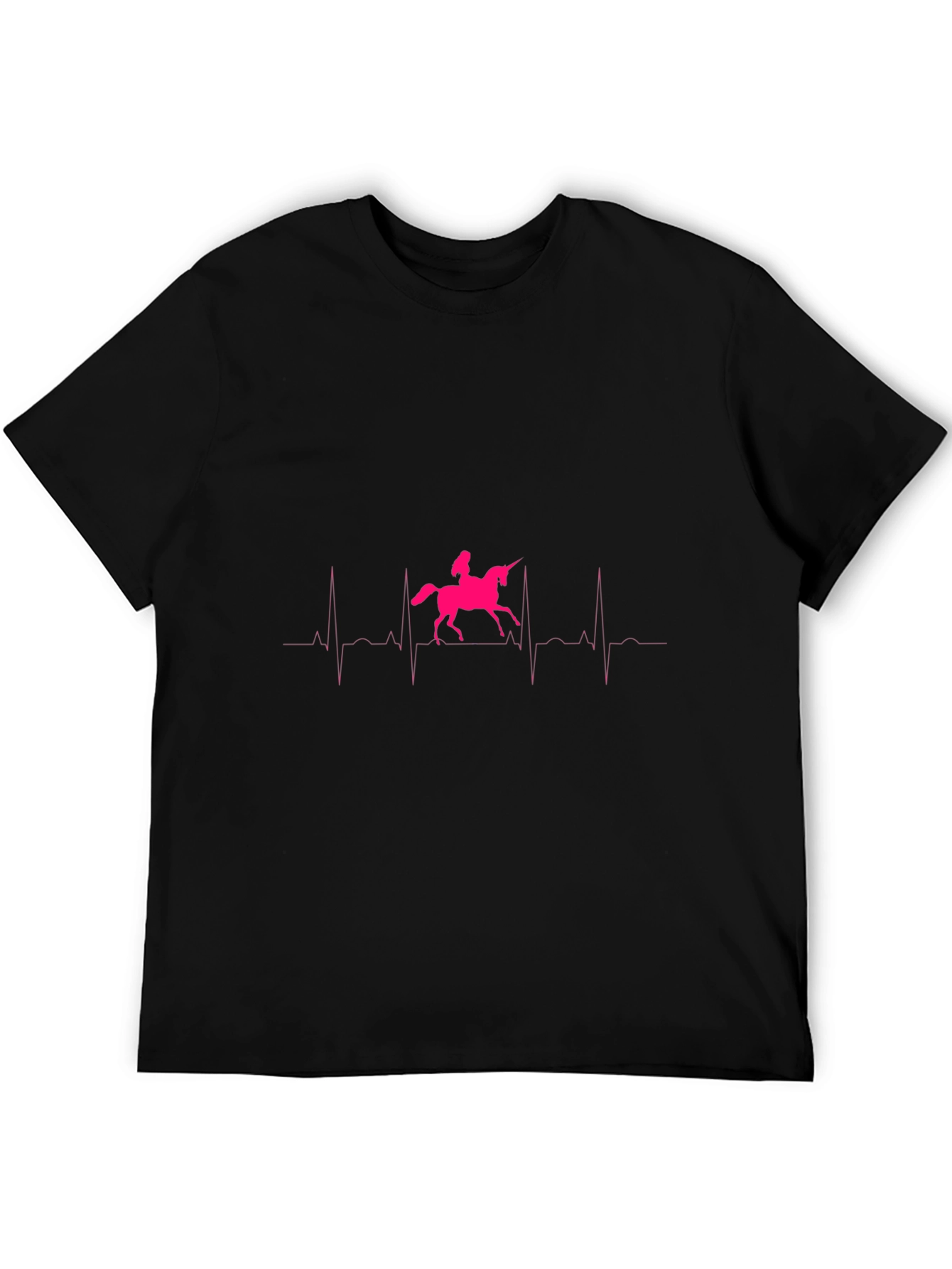 Unicorn Heartbeat Graphic Black T-Shirt