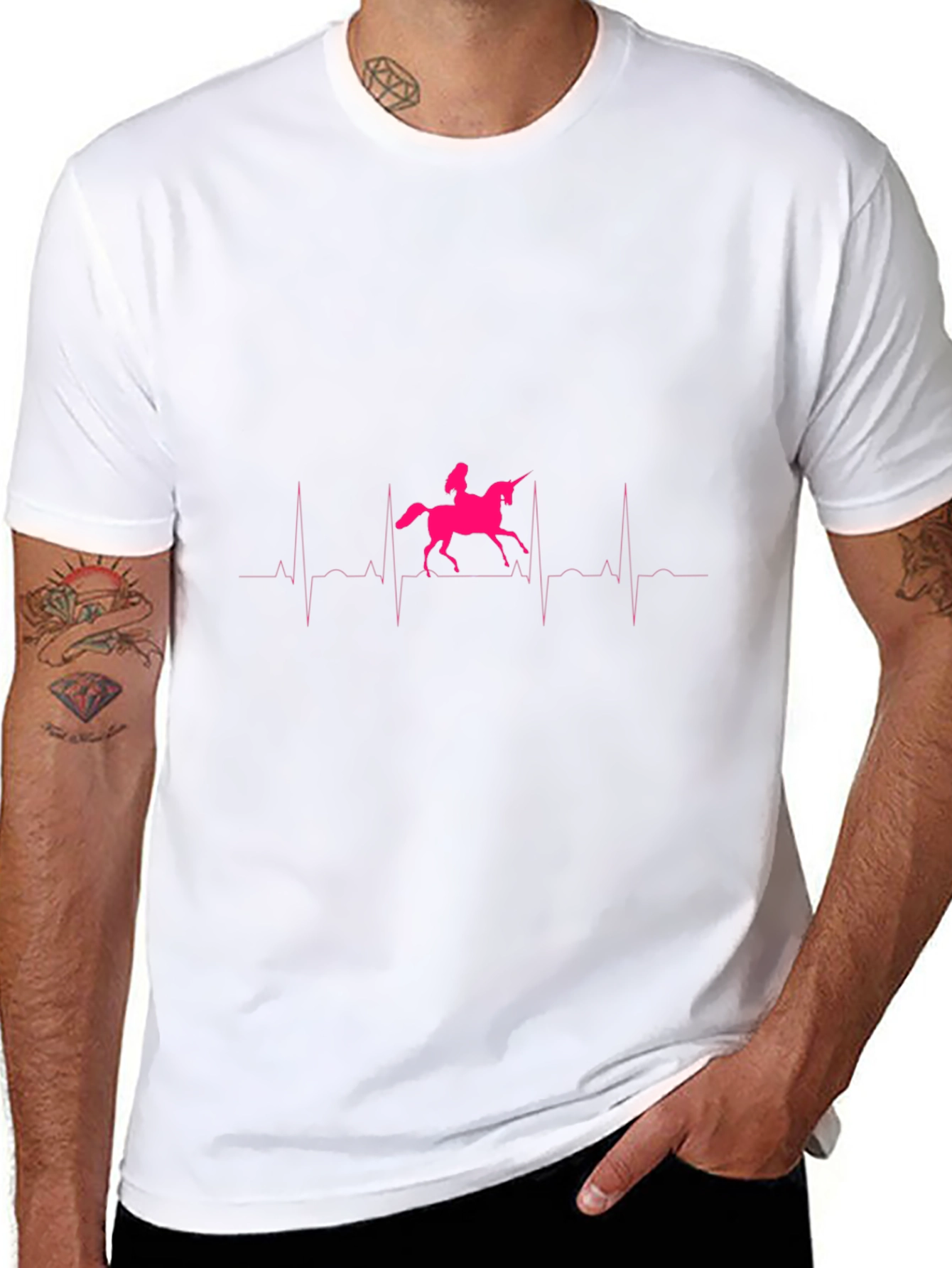 Unicorn Heartbeat Graphic Black T-Shirt