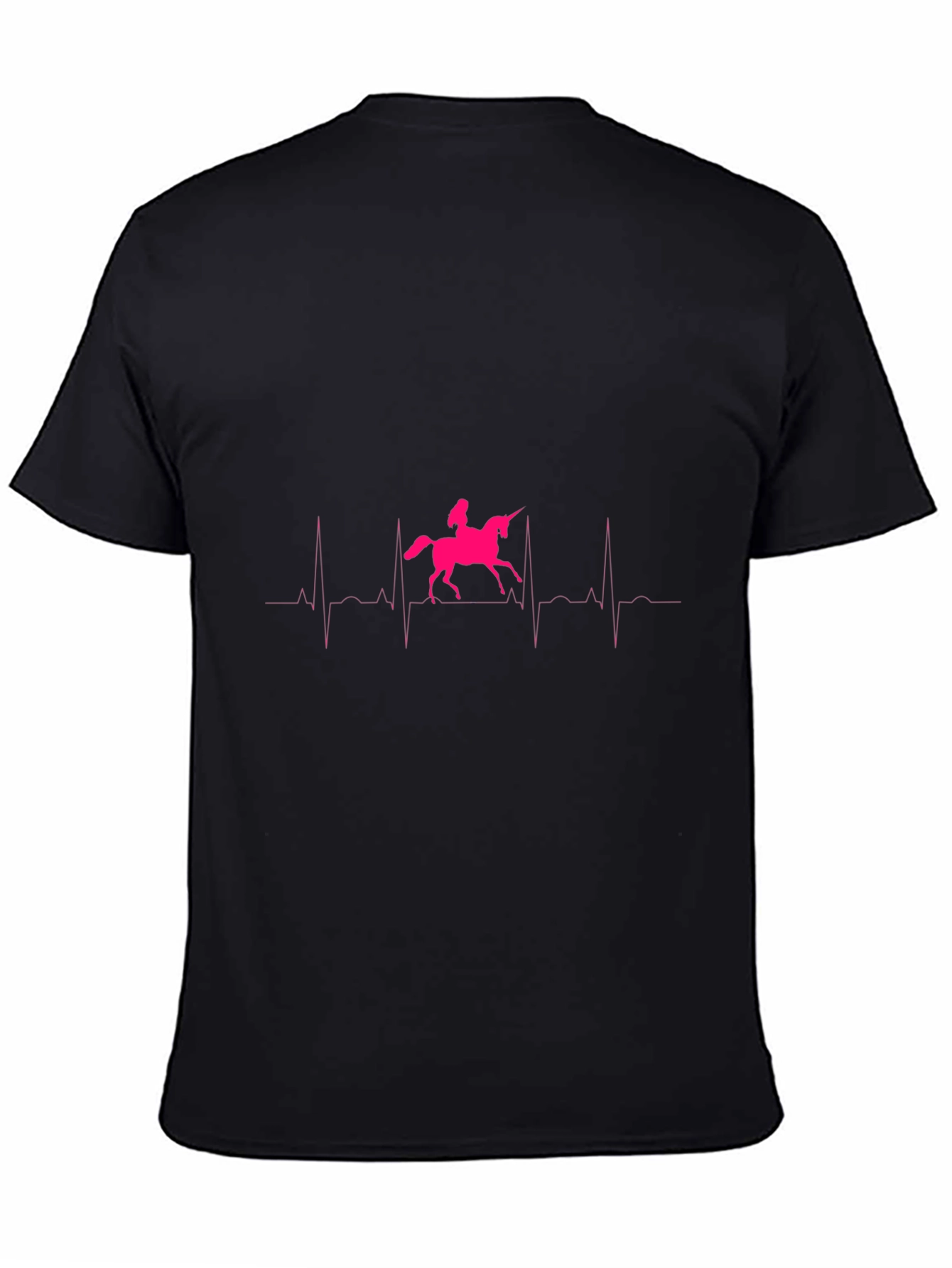 Unicorn Heartbeat Graphic Black T-Shirt