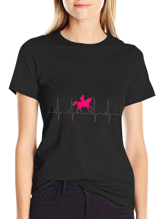 Unicorn Heartbeat Graphic Black T-Shirt