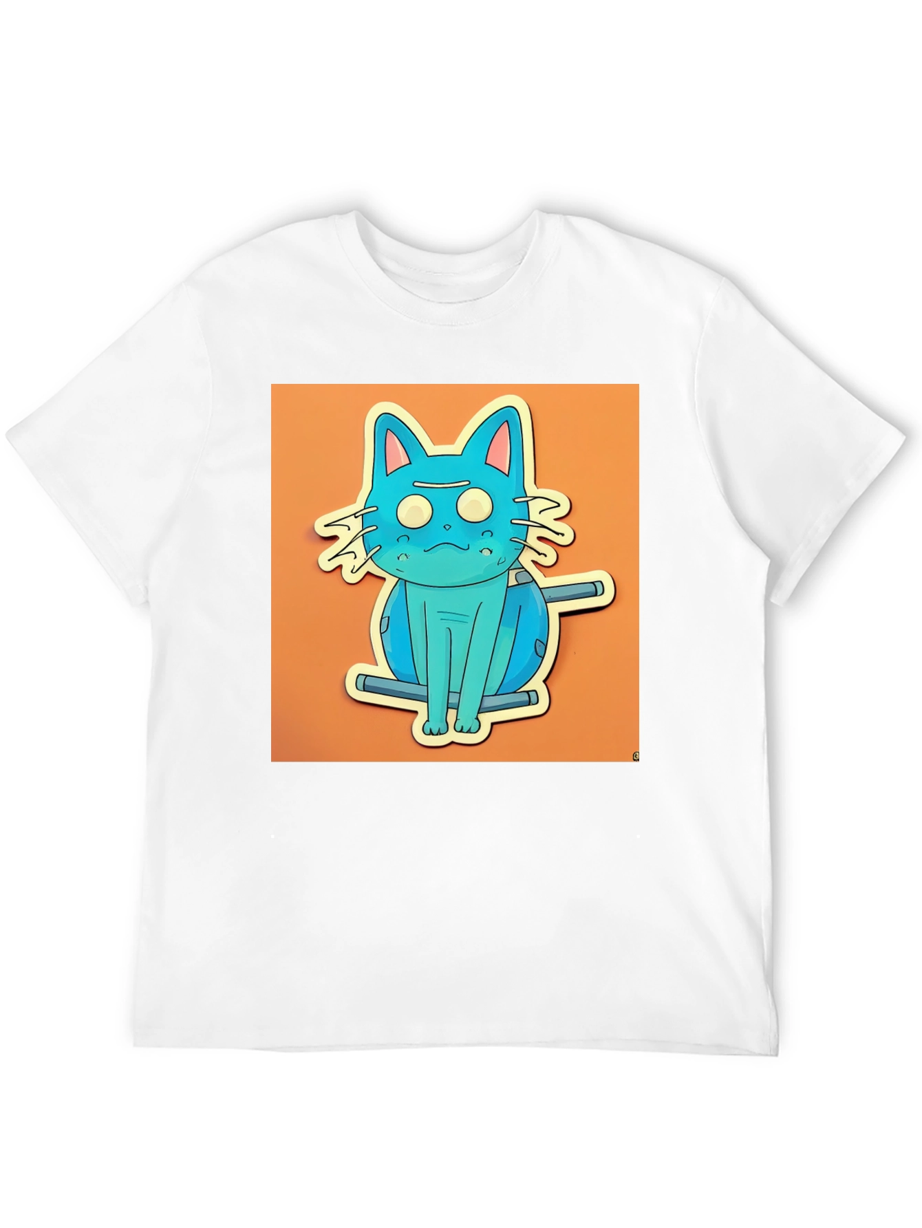 Blue Cat T-Shirt - Funky Cartoon Style