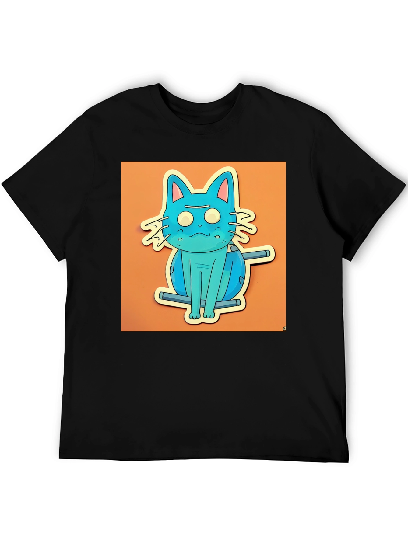 Blue Cat T-Shirt - Funky Cartoon Style