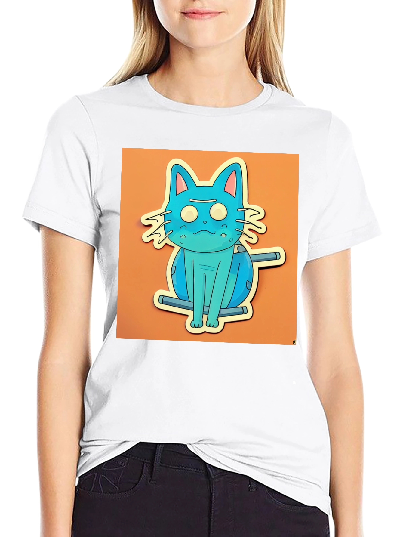 Blue Cat T-Shirt - Funky Cartoon Style