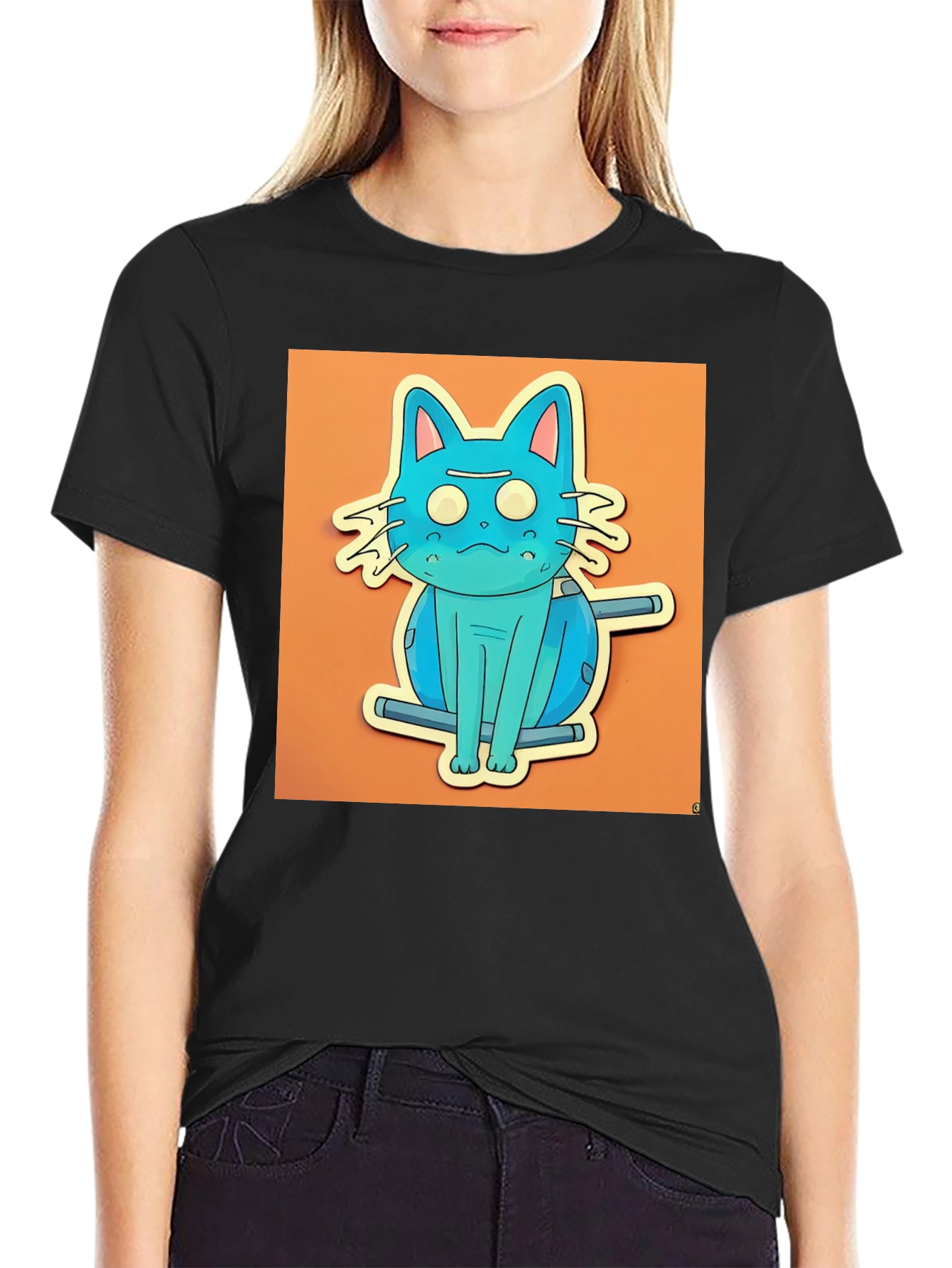 Blue Cat T-Shirt - Funky Cartoon Style