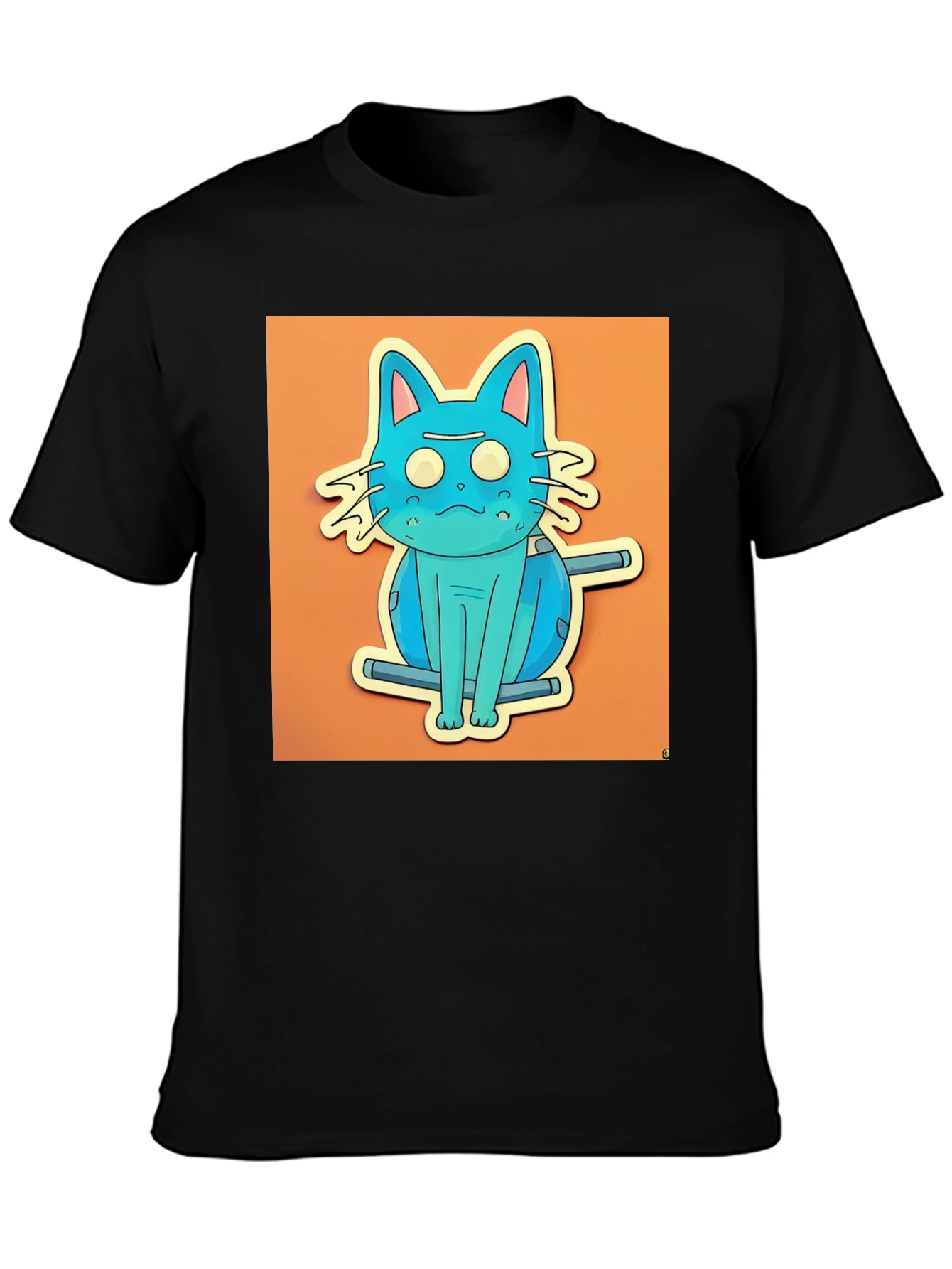 Blue Cat T-Shirt - Funky Cartoon Style