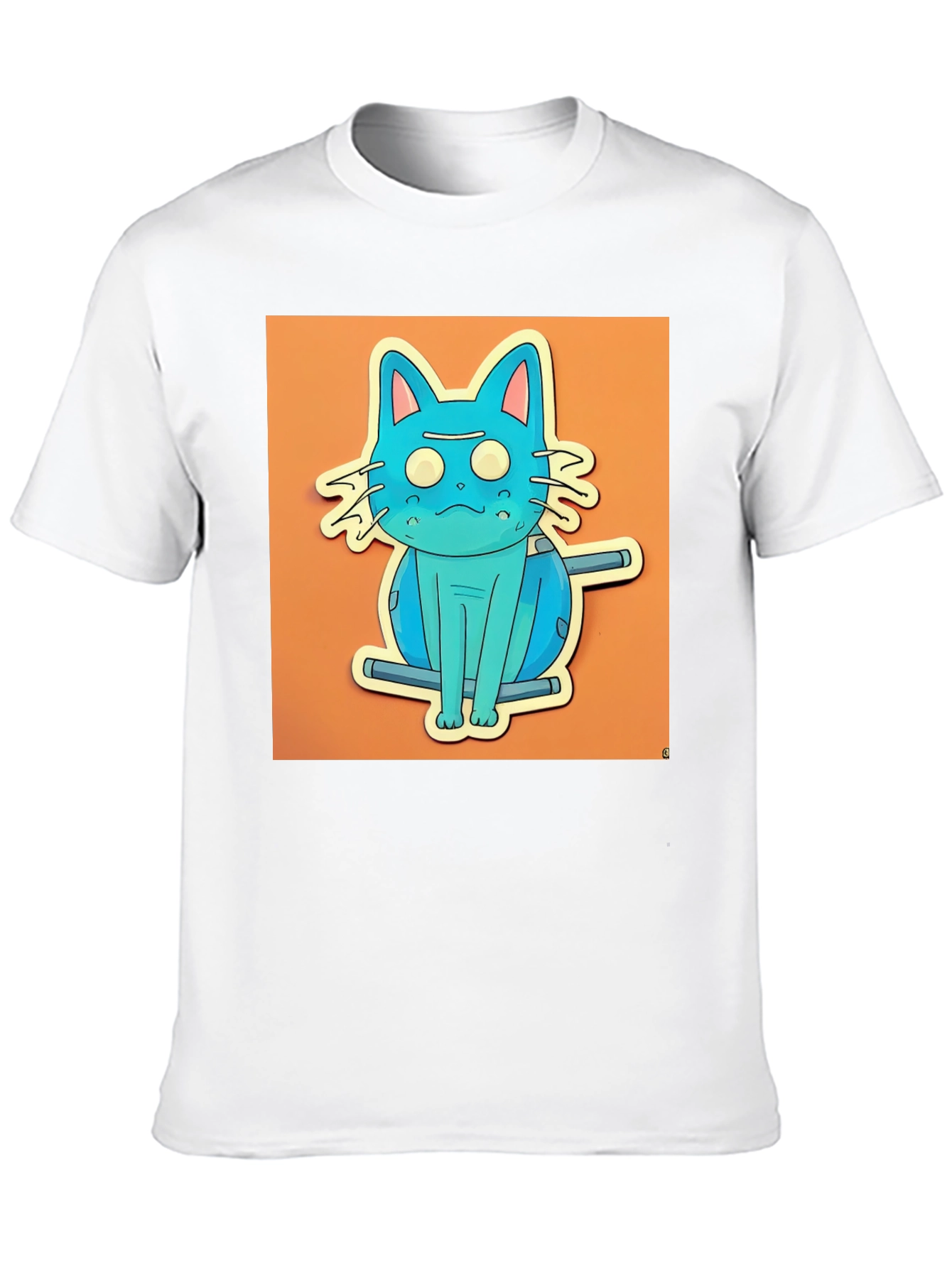 Blue Cat T-Shirt - Funky Cartoon Style