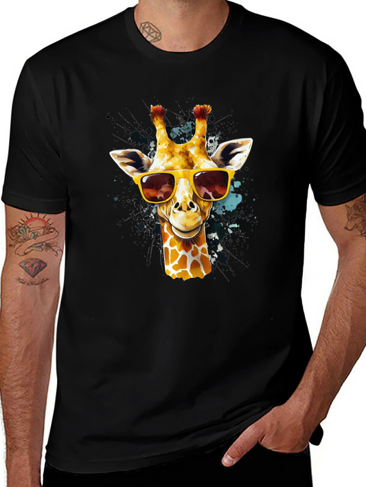 Cool Giraffe Graphic Tee - Black Cotton T-Shirt