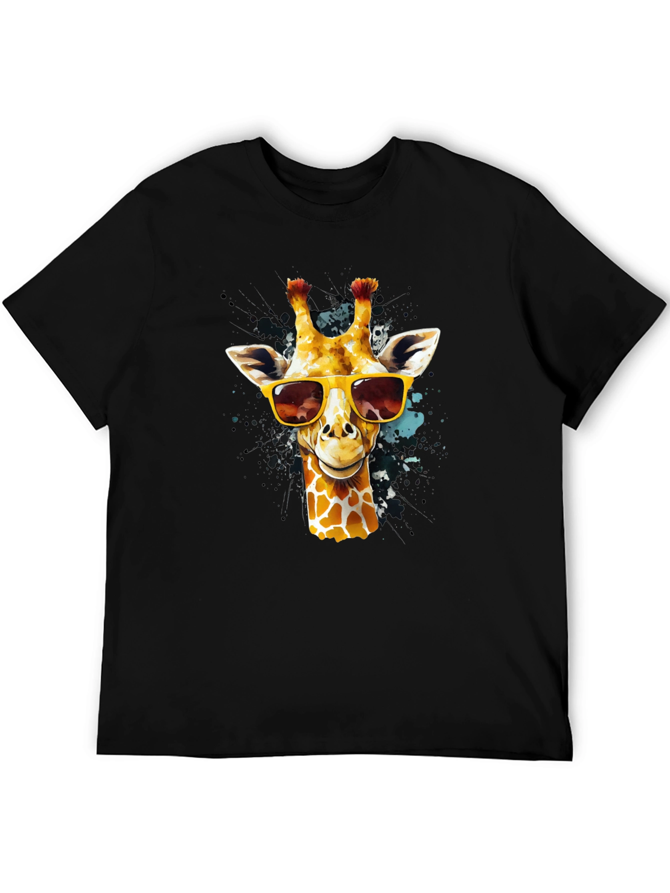 Cool Giraffe Graphic Tee - Black Cotton T-Shirt