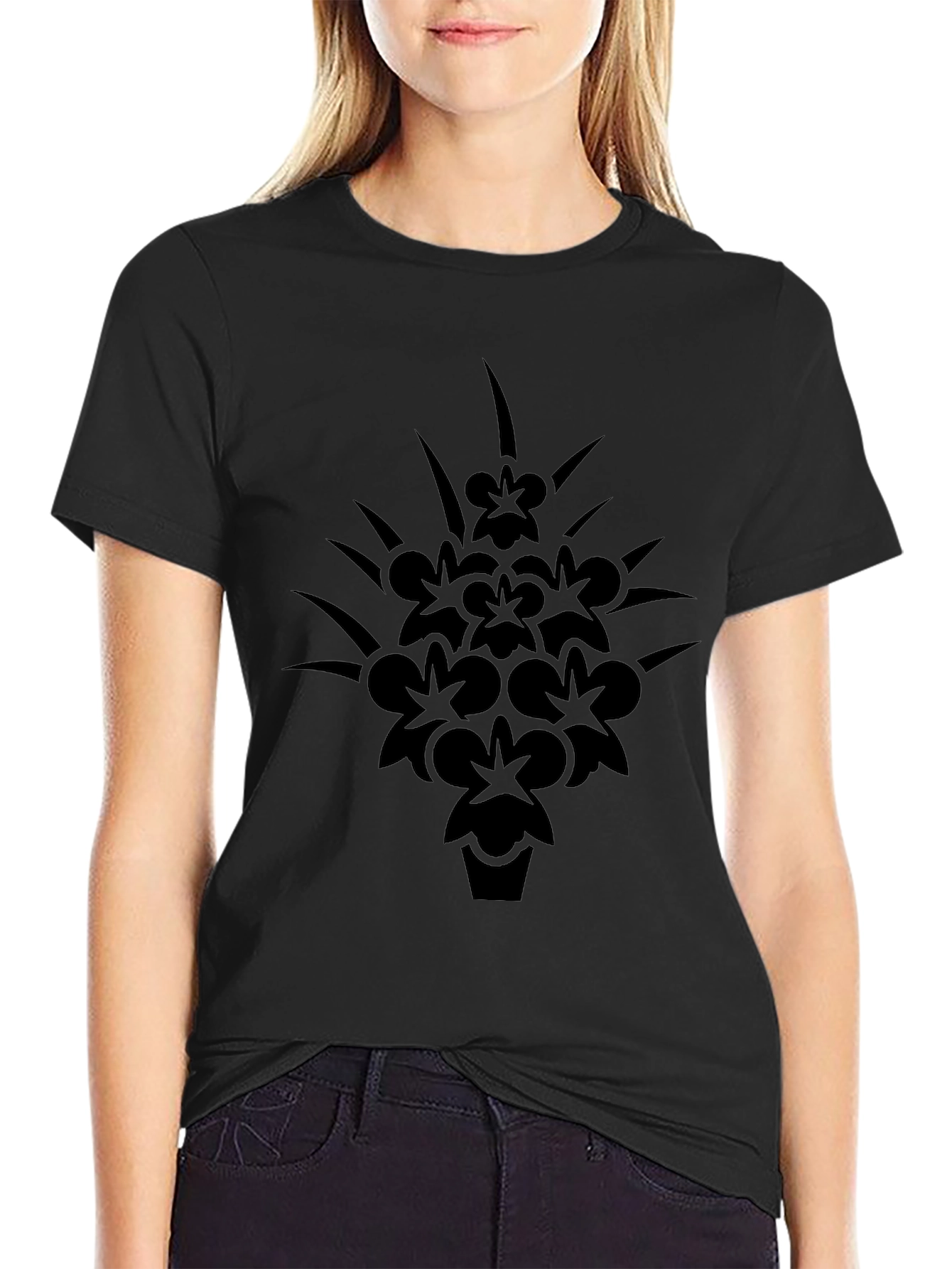 Floral Graphic Black T-Shirt - Modern Casual Tee