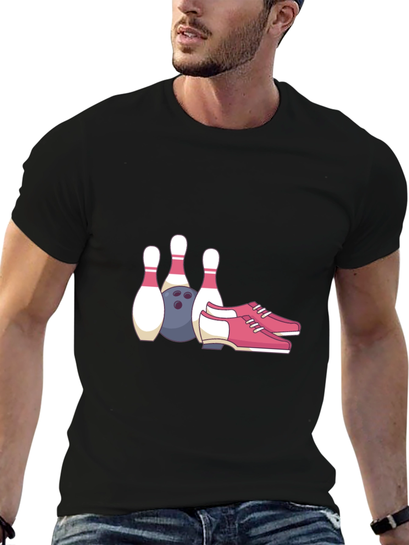 Bowling Pins Ball & Shoes Graphic Tee