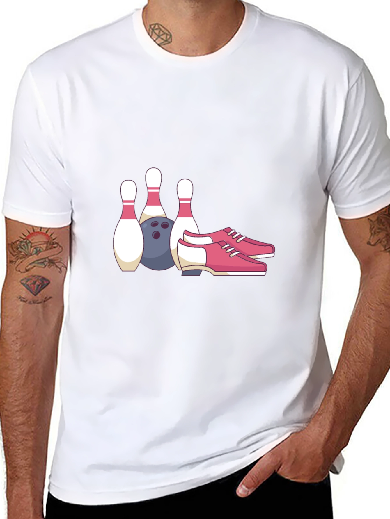 Bowling Pins Ball & Shoes Graphic Tee