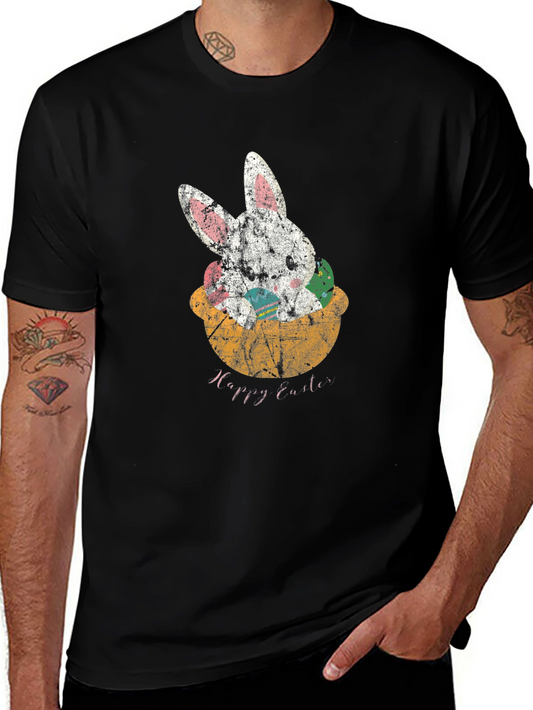 Happy Easter Bunny Graphic Tee - Black