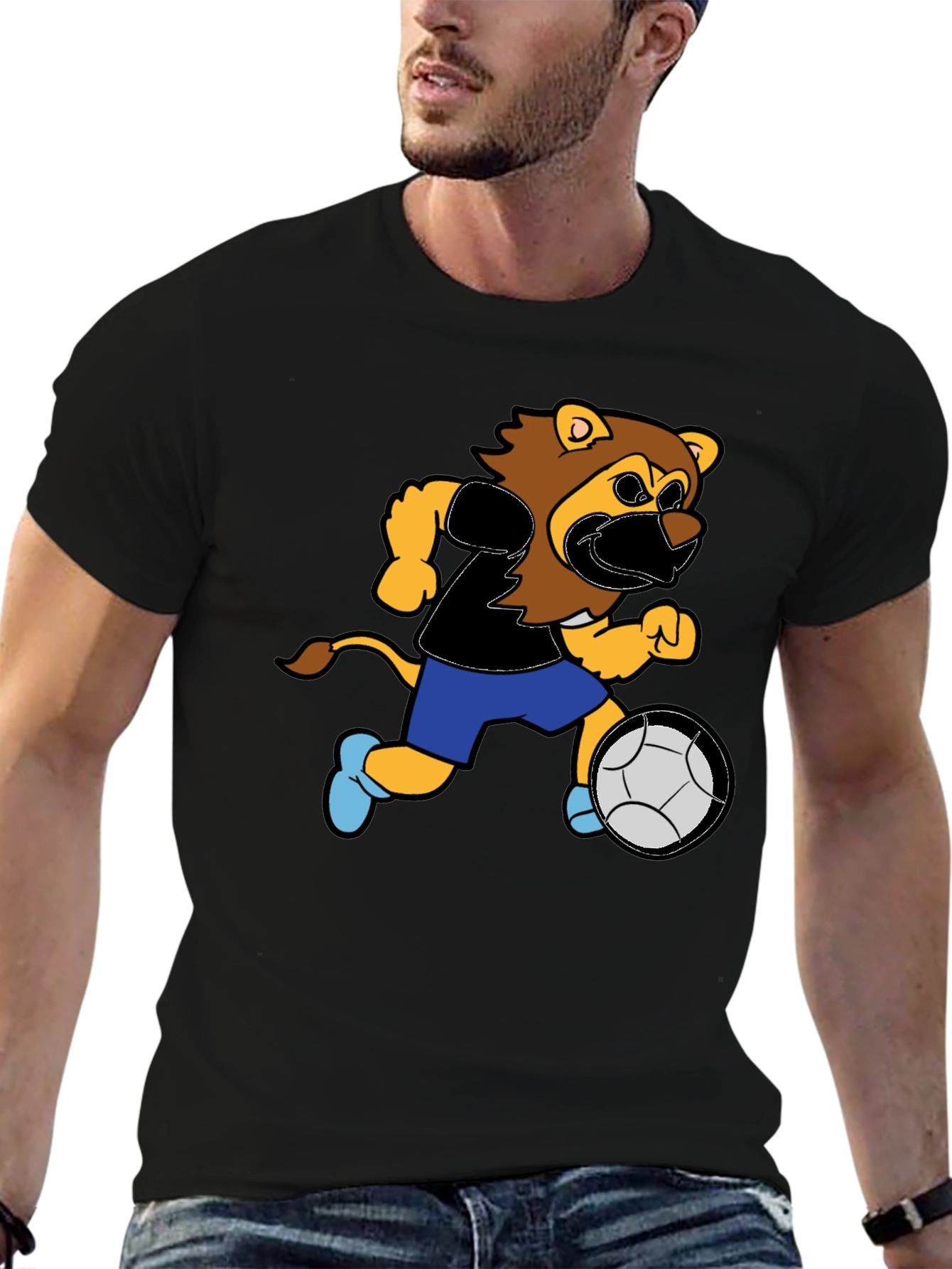 Lion Soccer T-Shirt - Fun Cartoon Design
